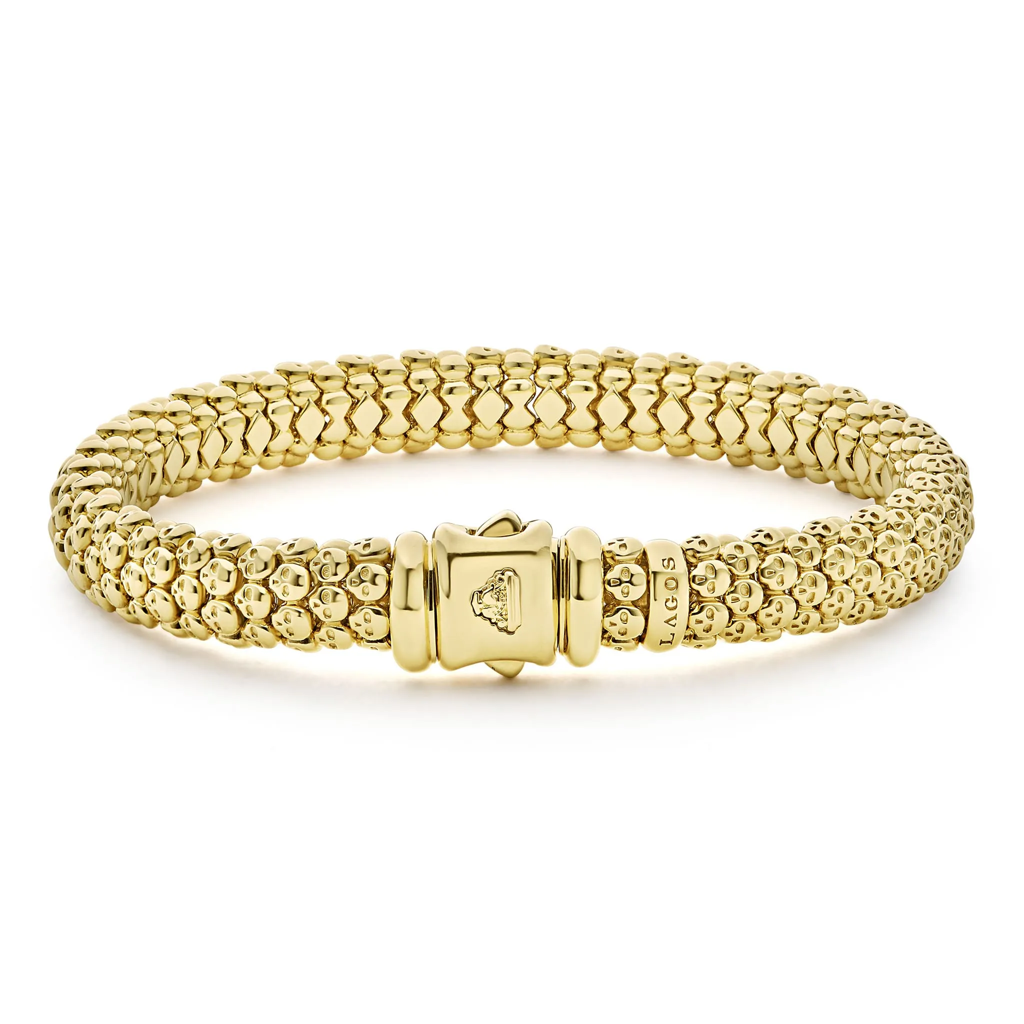 Anthem 18K Gold Caviar Skull Bracelet | 9mm sold by LAGOS product image thumbnail 4