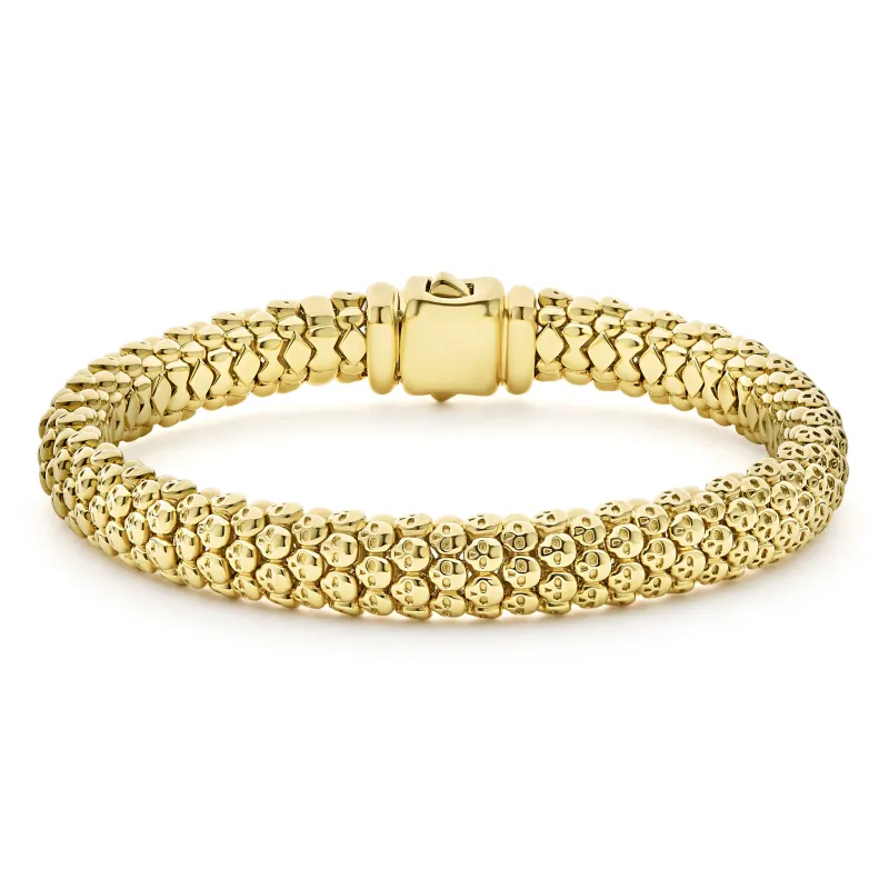 Anthem 18K Gold Caviar Skull Bracelet | 9mm sold by LAGOS