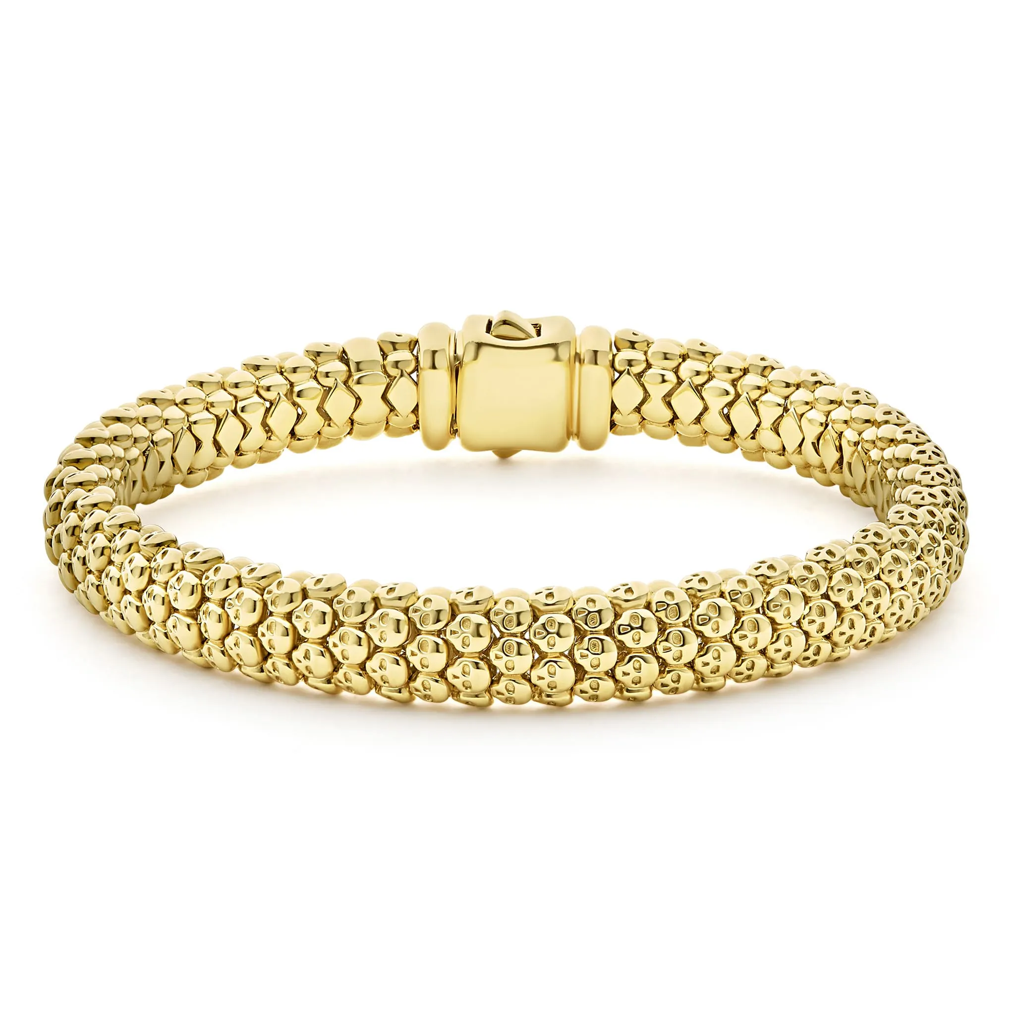 Anthem 18K Gold Caviar Skull Bracelet | 9mm sold by LAGOS