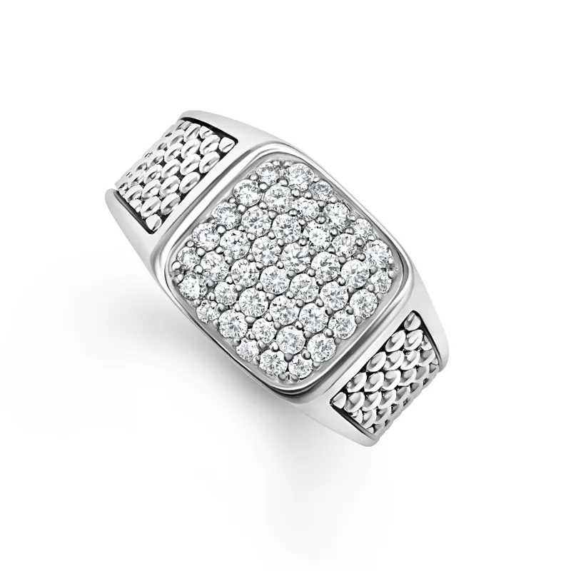 Anthem Caviar Beaded Square Diamond Ring sold by LAGOS