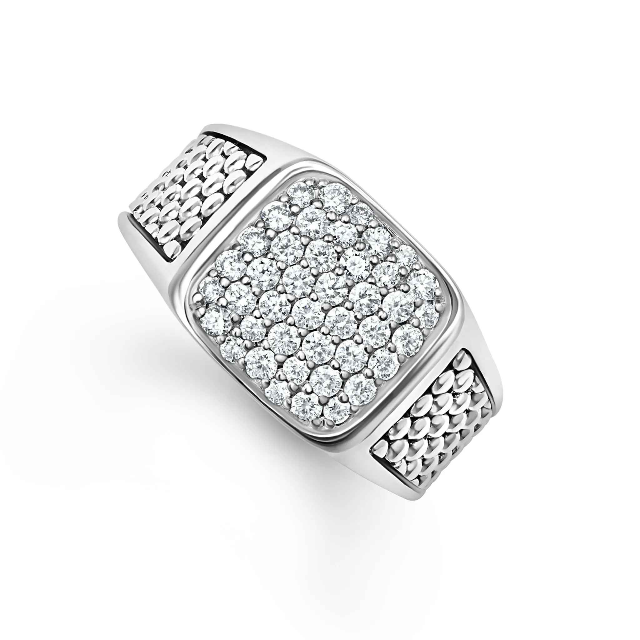 Anthem Caviar Beaded Square Diamond Ring sold by LAGOS