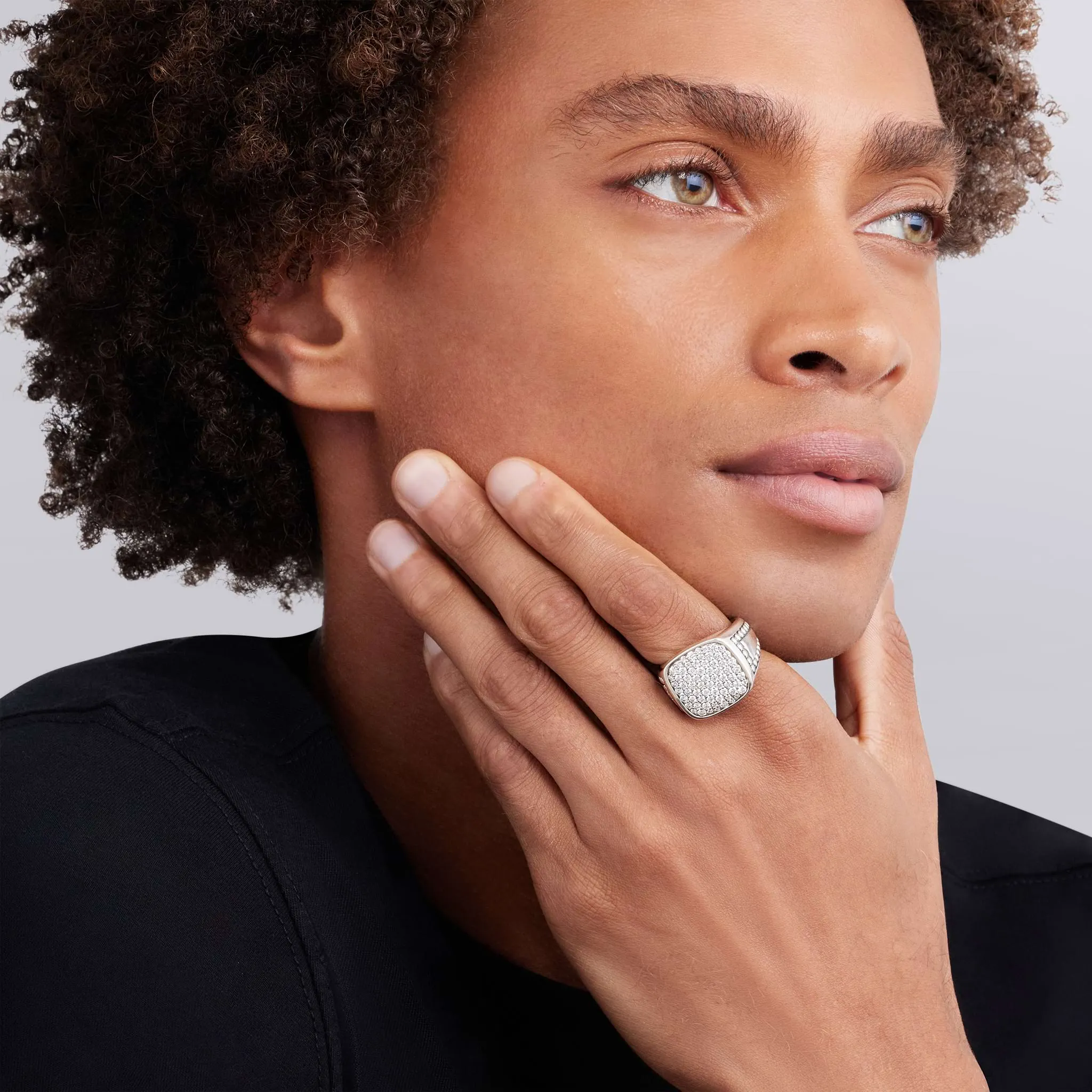 Anthem Large Caviar Beaded Square Diamond Ring sold by LAGOS product image thumbnail 2