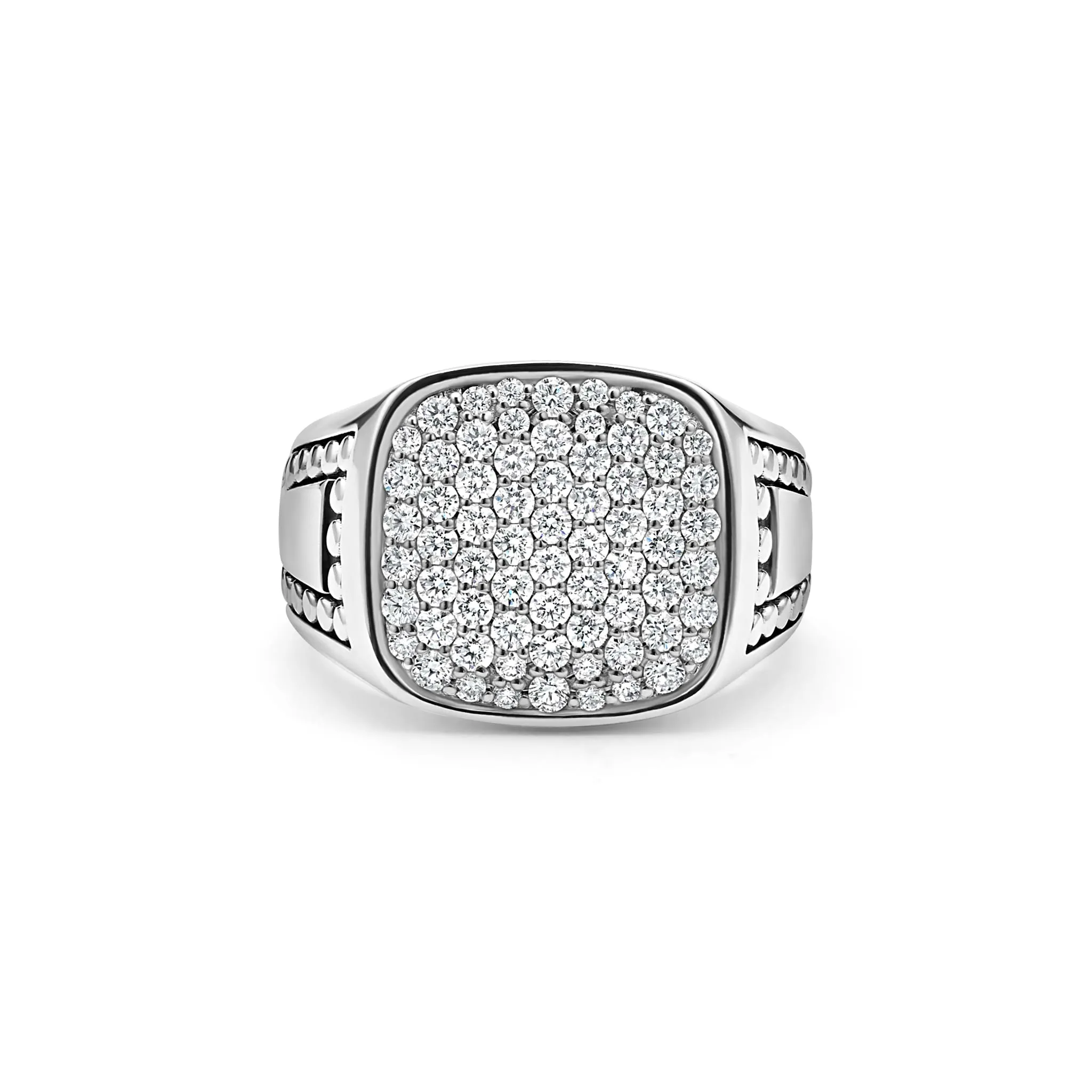 Anthem Large Caviar Beaded Square Diamond Ring sold by LAGOS product image thumbnail 5