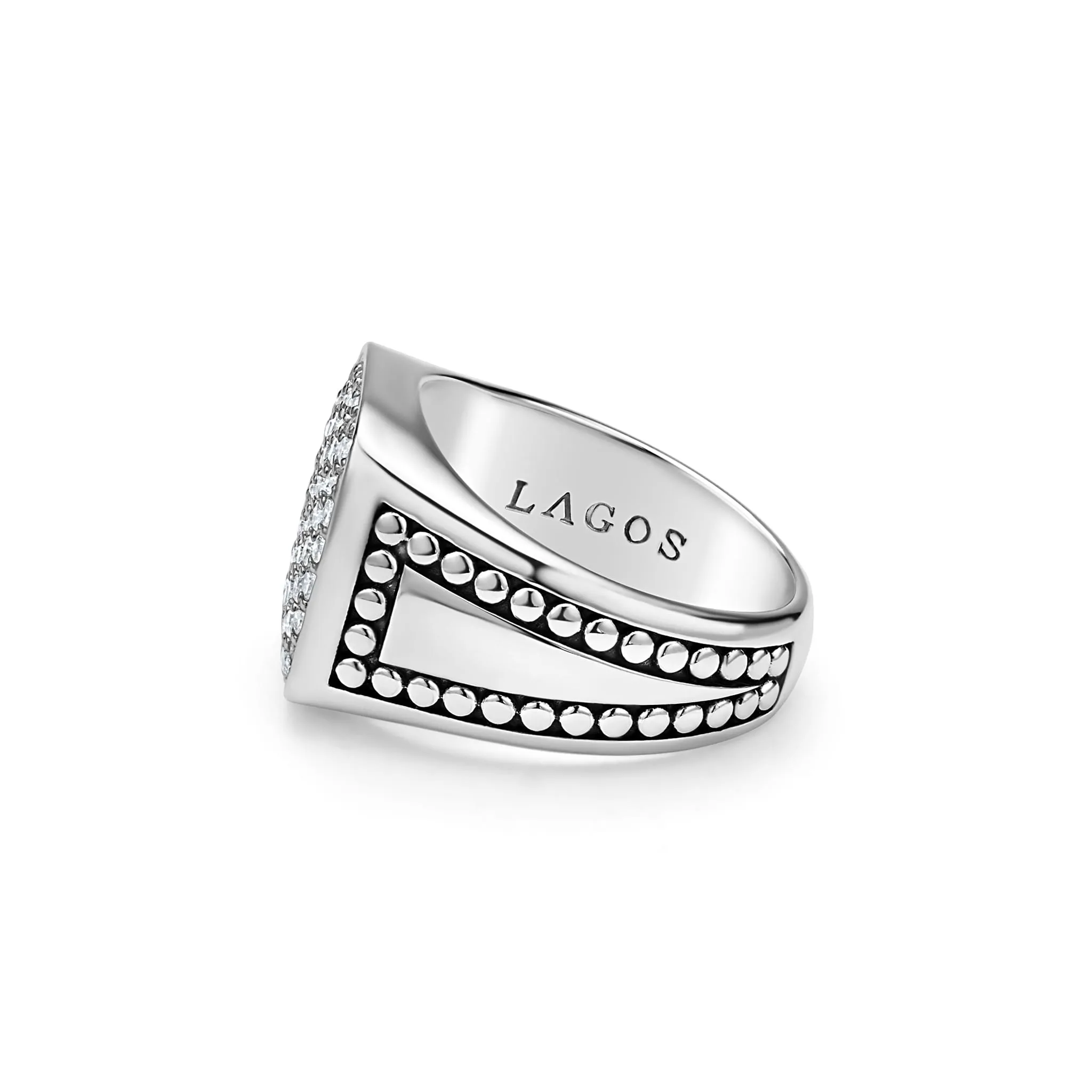 Anthem Large Caviar Beaded Square Diamond Ring sold by LAGOS product image thumbnail 3