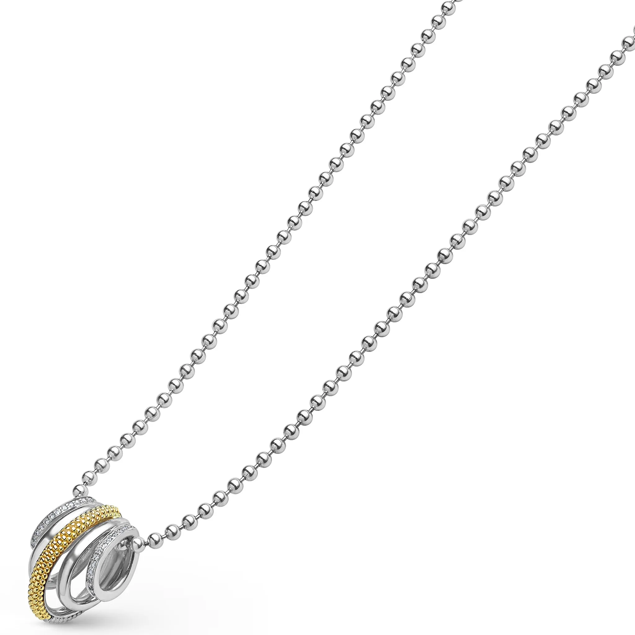 Caviar Lux Two-Tone Five Ring Diamond Pendant Necklace sold by LAGOS product image thumbnail 4
