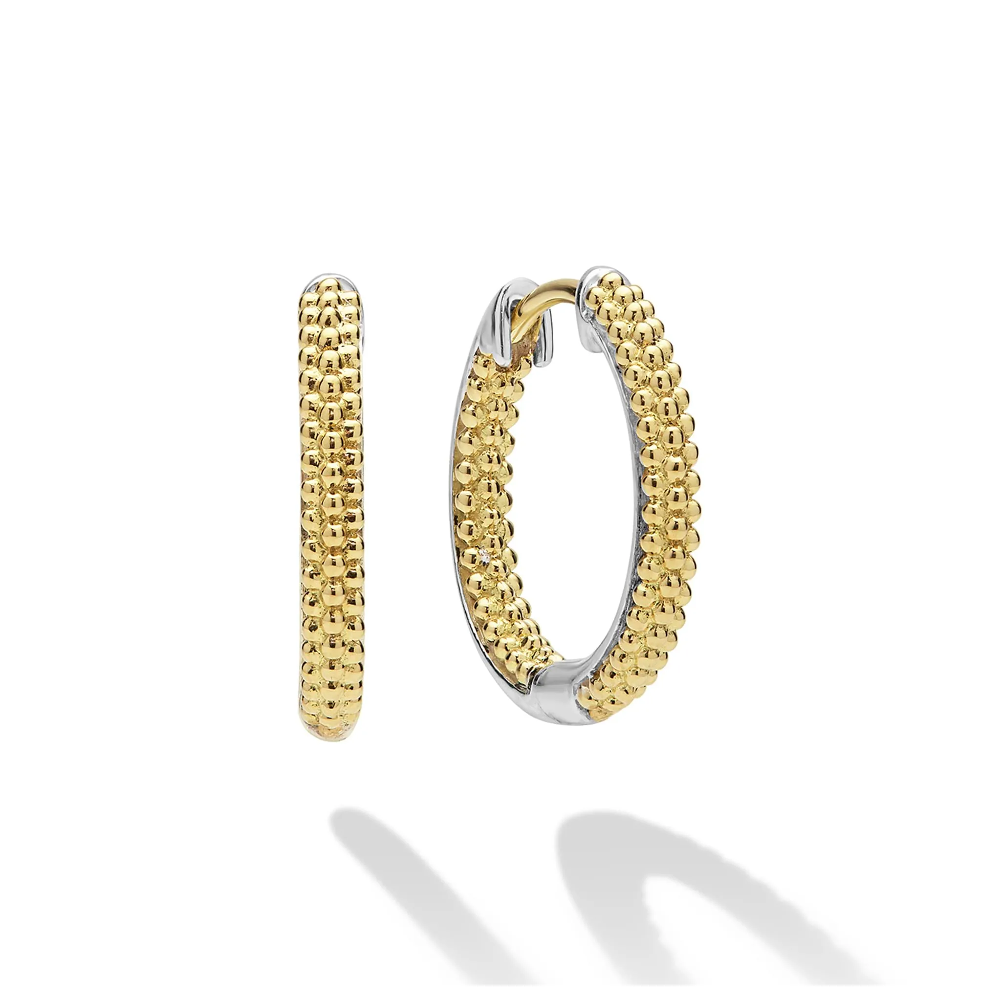 Caviar Lux Two-Tone Caviar Huggie Earrings sold by LAGOS