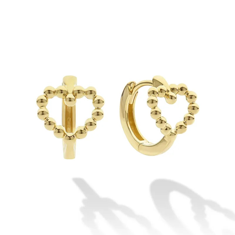 Caviar Gold 18K Gold Heart Huggie Earrings sold by LAGOS