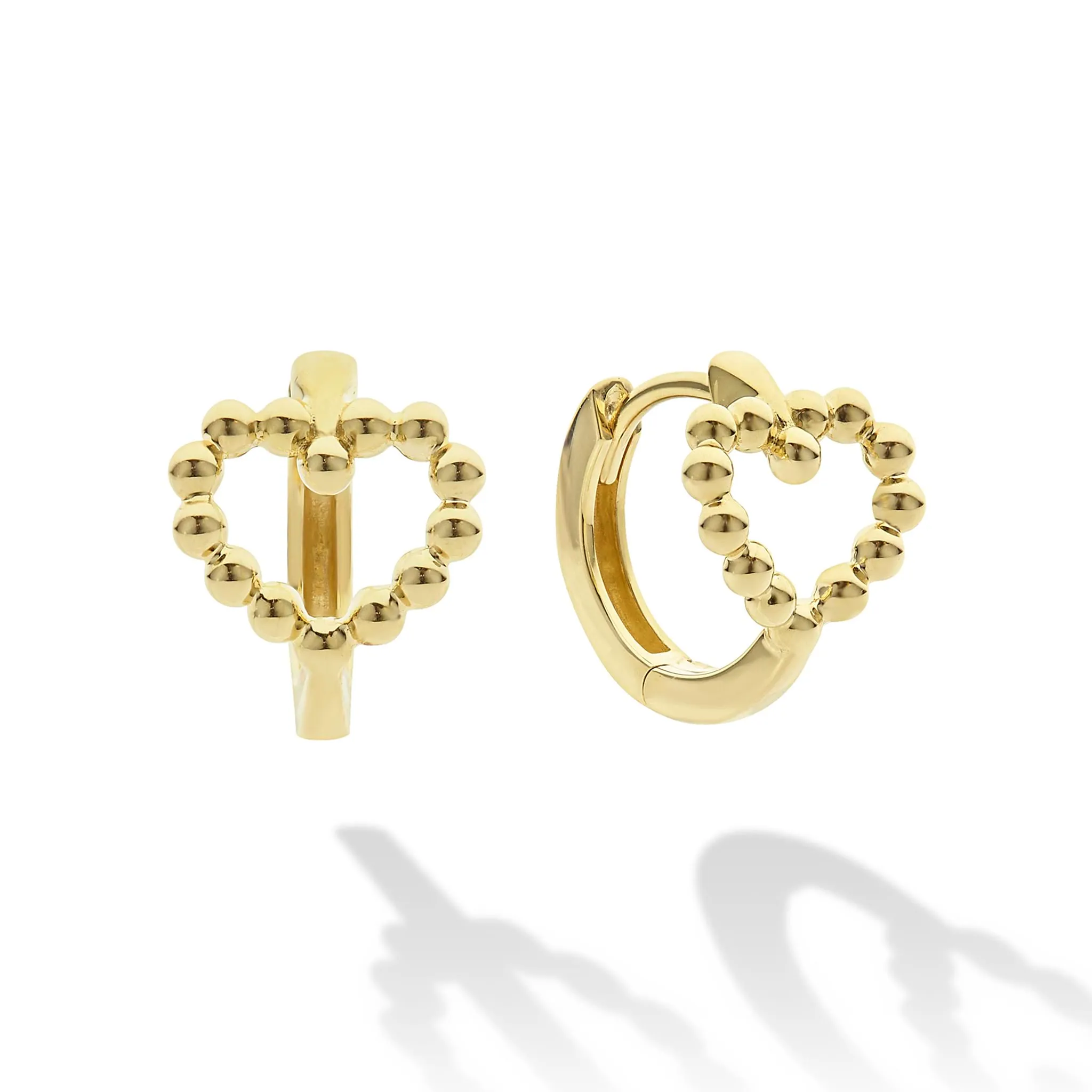 Caviar Gold 18K Gold Heart Huggie Earrings sold by LAGOS