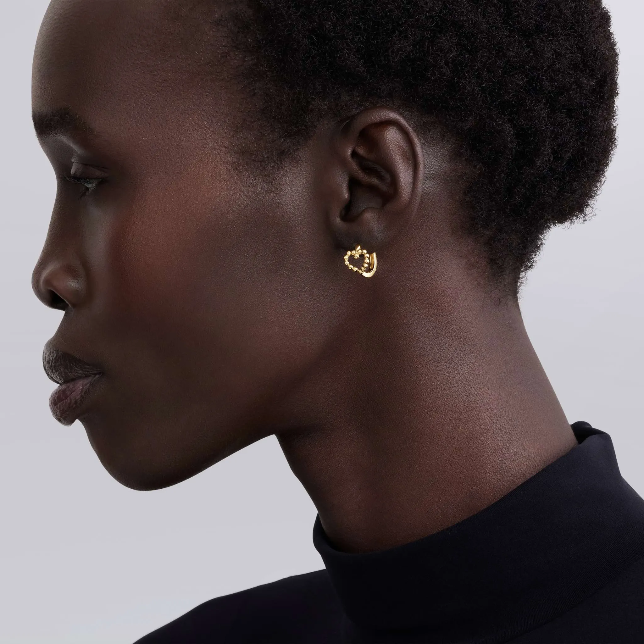 Caviar Gold 18K Gold Heart Huggie Earrings sold by LAGOS product image thumbnail 2