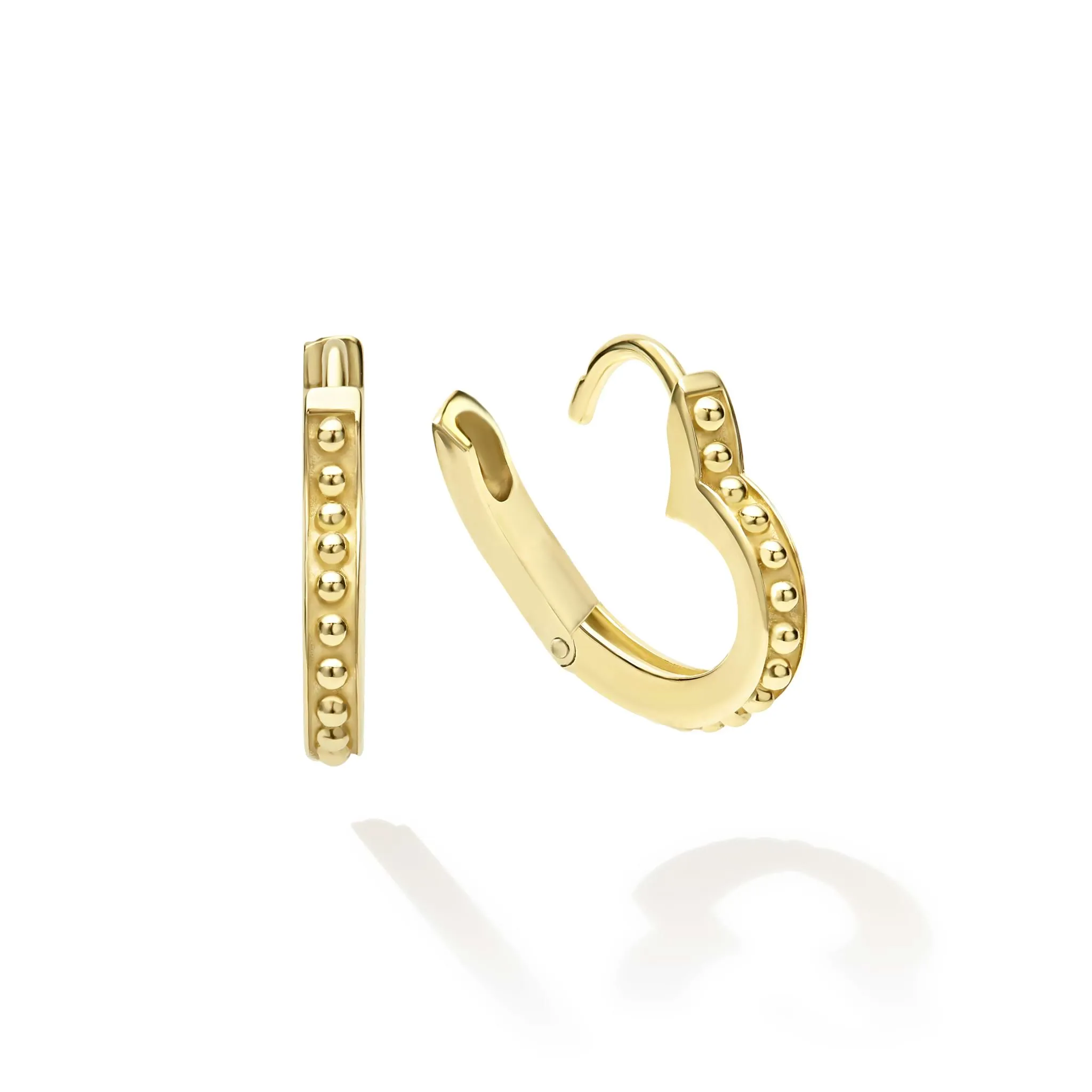 Caviar Gold 18K Gold Caviar Heart Huggie Earrings sold by LAGOS product image thumbnail 3