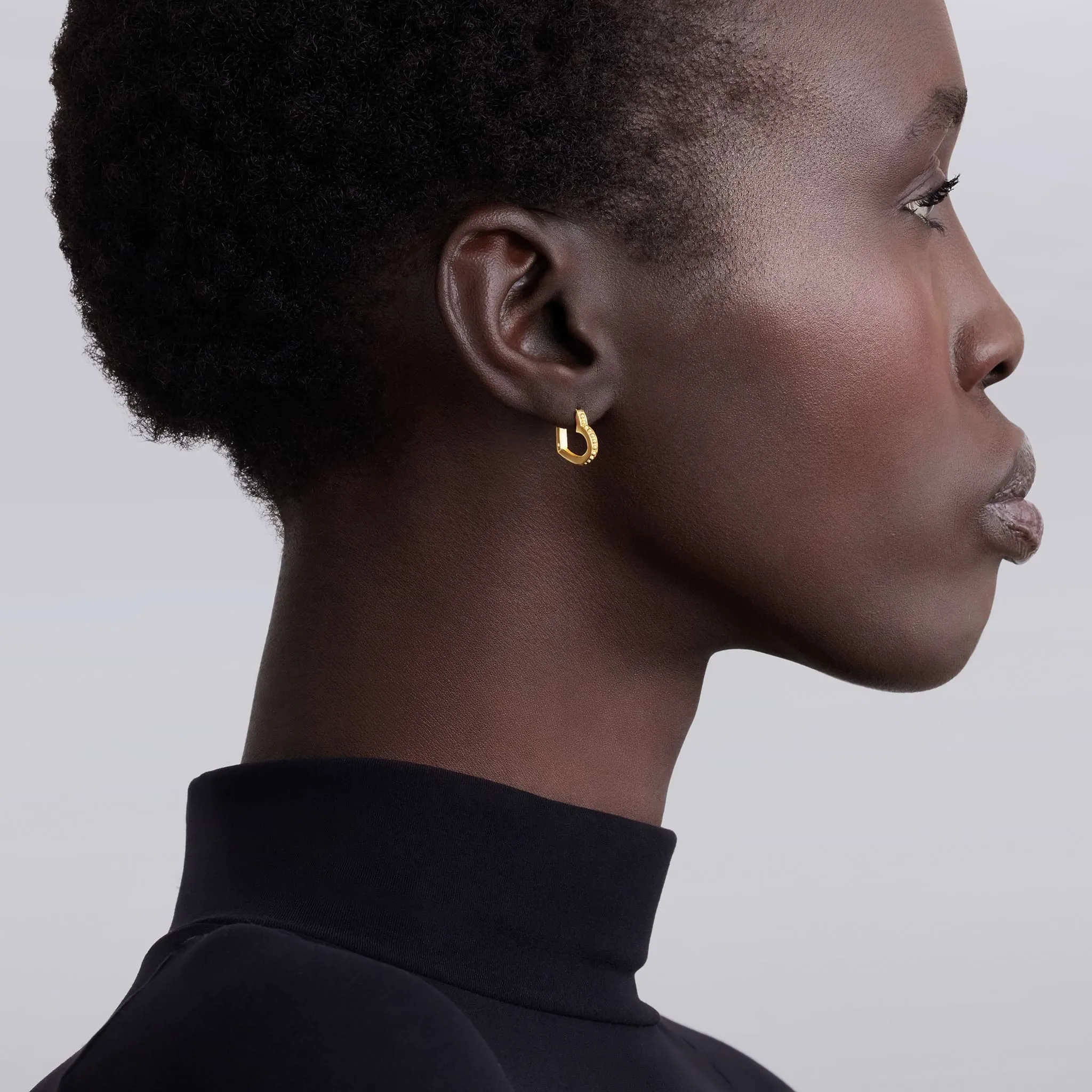 Caviar Gold 18K Gold Caviar Heart Huggie Earrings sold by LAGOS product image thumbnail 2