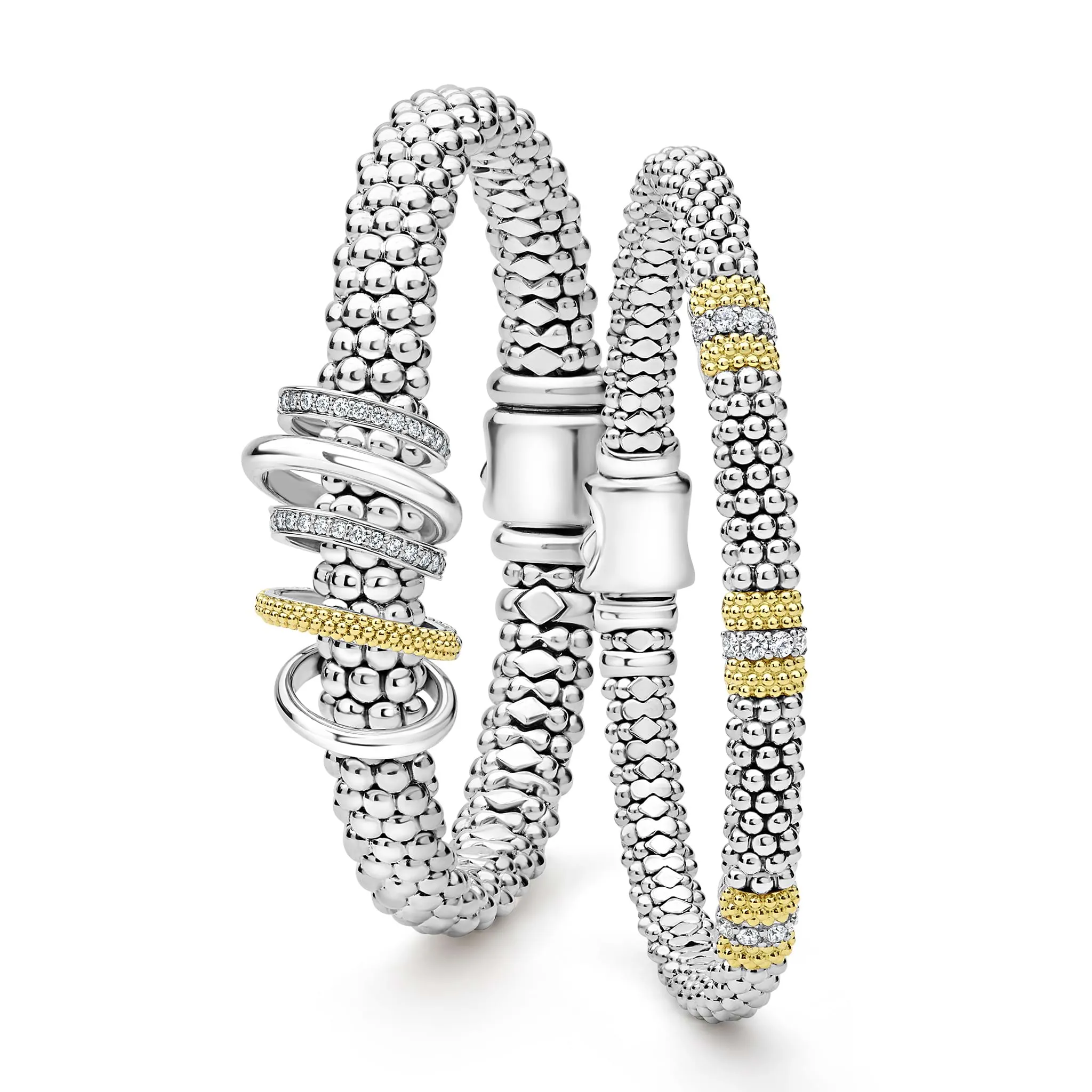 Caviar Lux Two-Tone Diamond Bracelet Gift Set sold by LAGOS