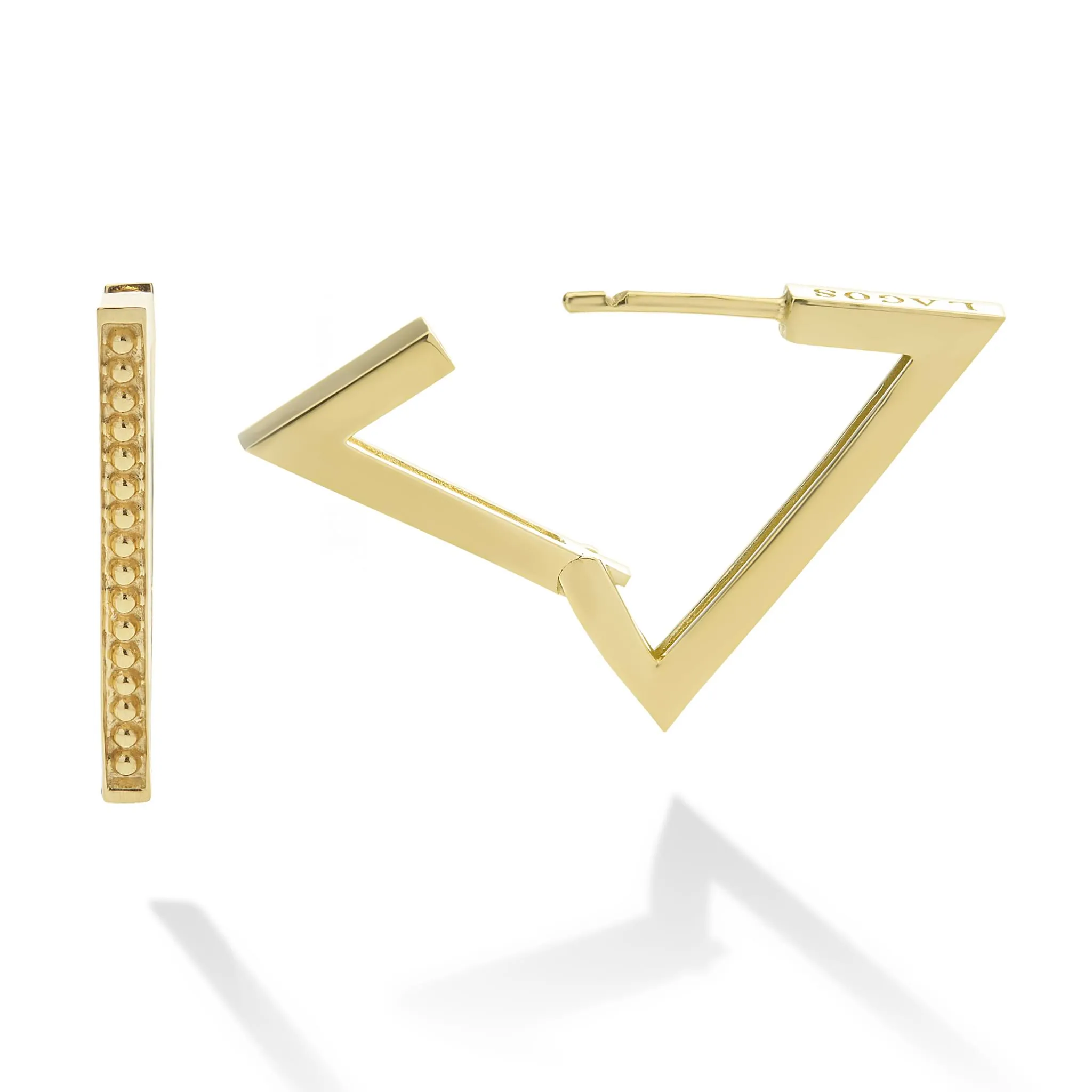 Caviar Gold 18K Gold Triangle Caviar Hoop Earrings sold by LAGOS product image thumbnail 4