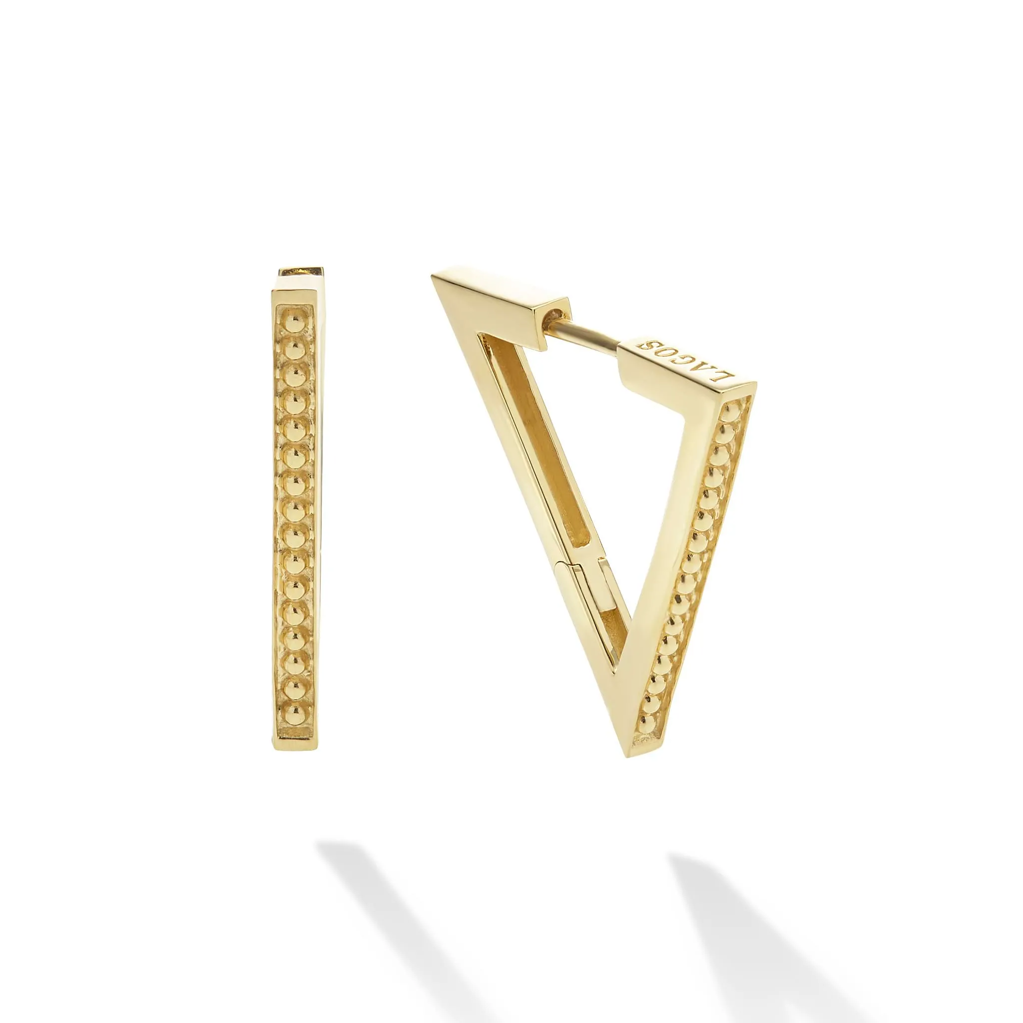 Caviar Gold 18K Gold Triangle Caviar Hoop Earrings sold by LAGOS