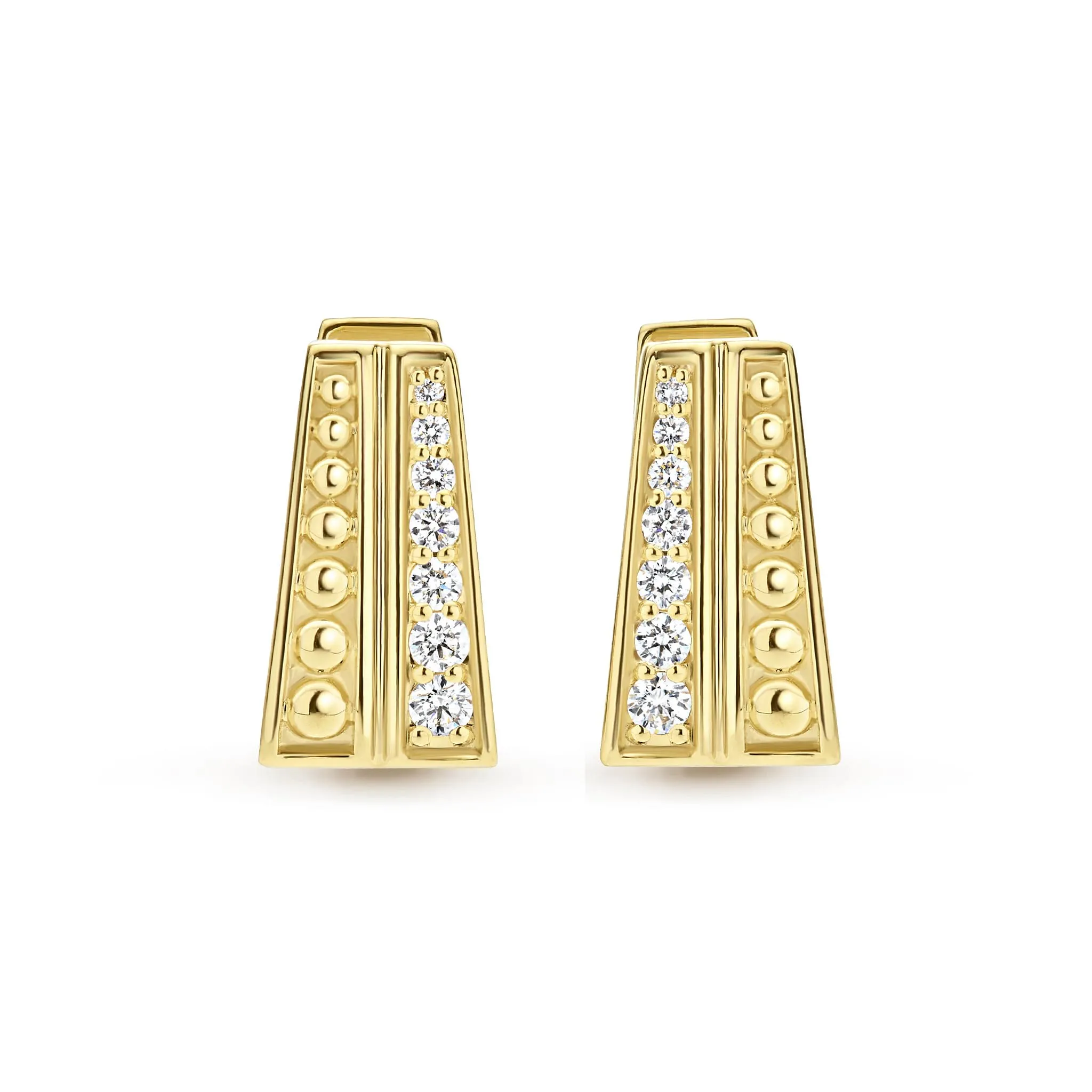 Caviar Gold 18K Gold Caviar Two-Row Diamond Huggie Earrings sold by LAGOS product image thumbnail 3