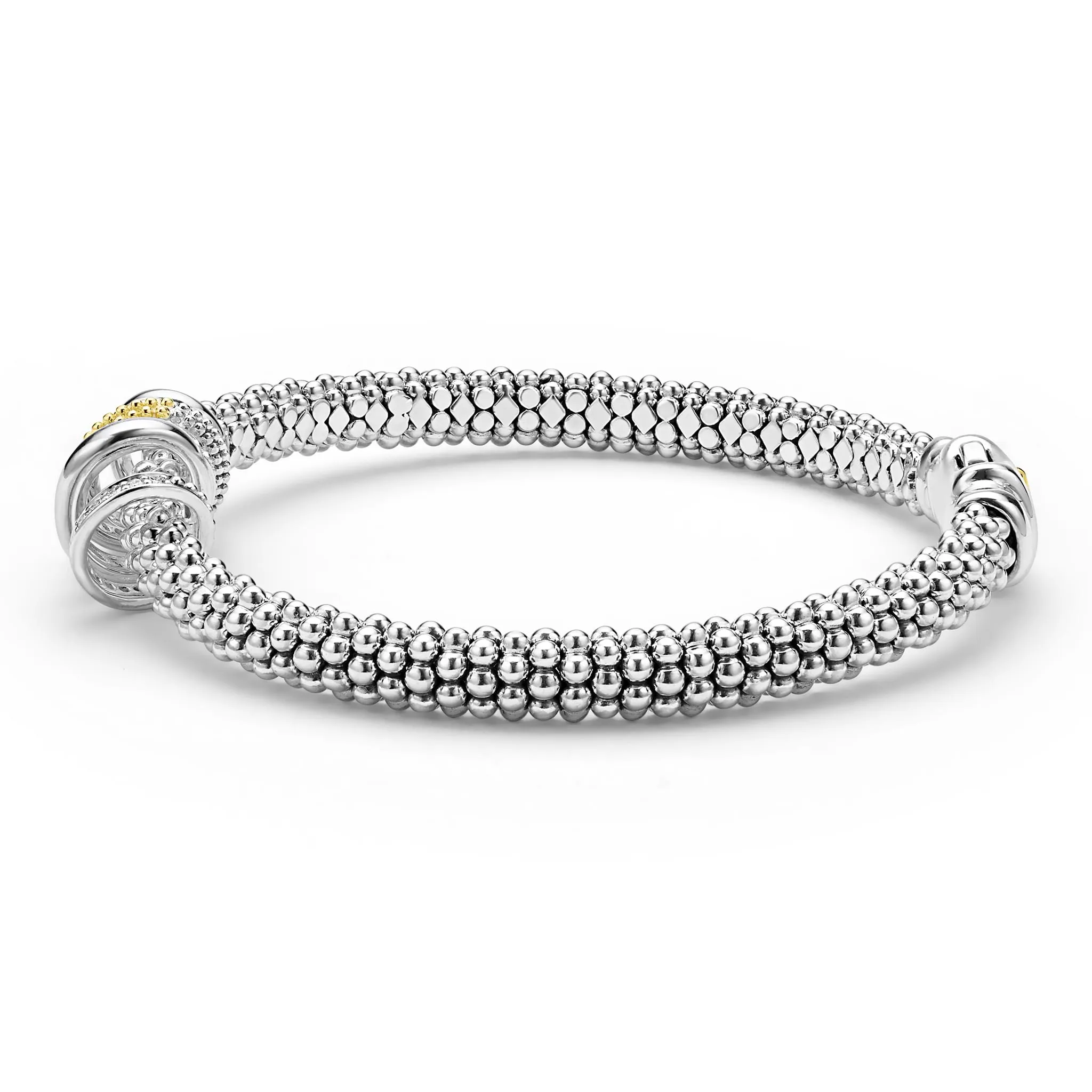 Caviar Lux Two-Tone Five Ring Diamond Caviar Bracelet | 6mm sold by LAGOS product image thumbnail 3