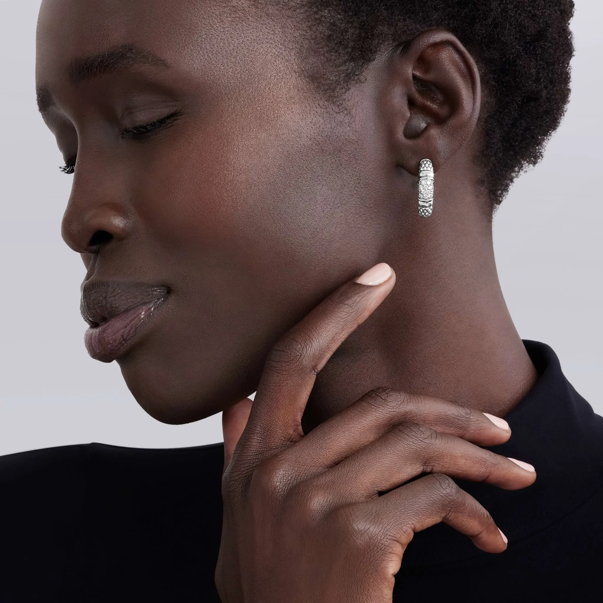 Signature Caviar Caviar Diamond Hoop Earrings sold by LAGOS product image thumbnail 2