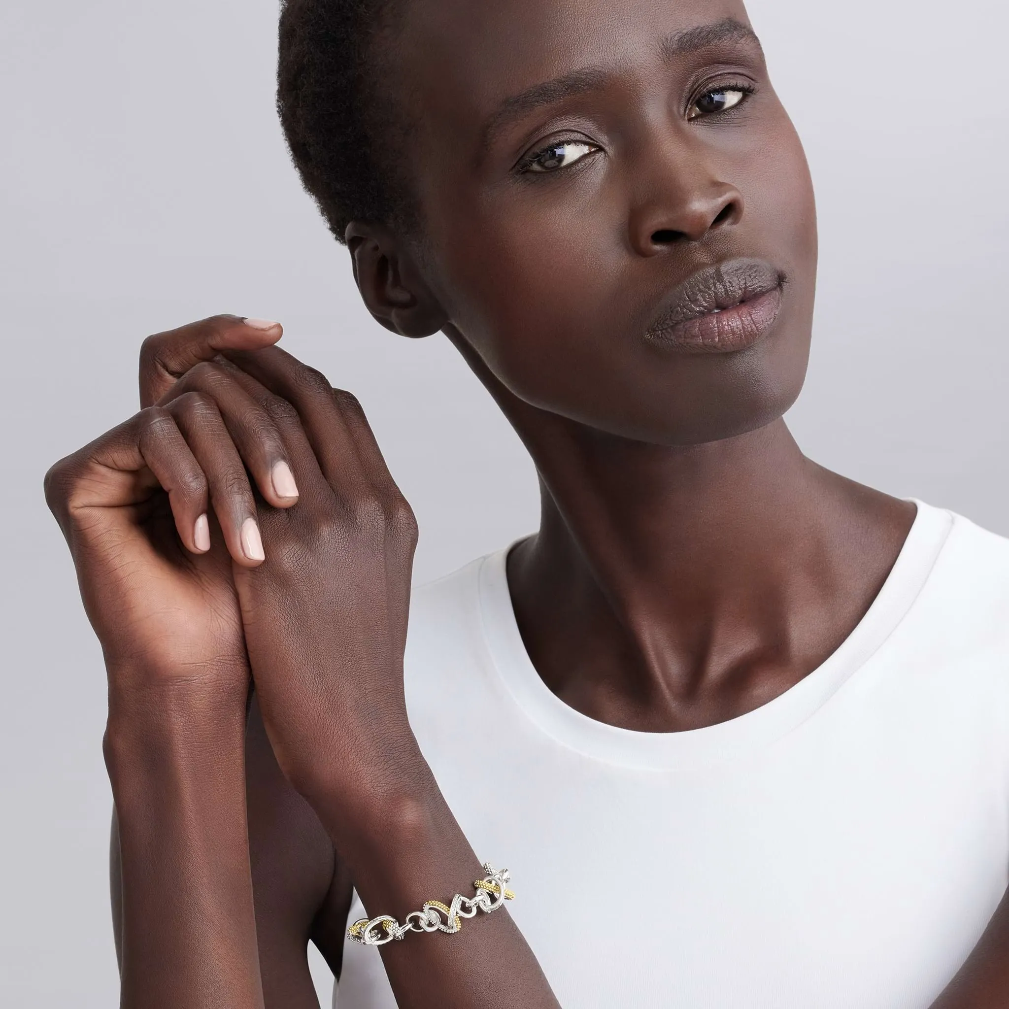 Caviar Lux Two-Tone Link Diamond Bracelet sold by LAGOS product image thumbnail 2