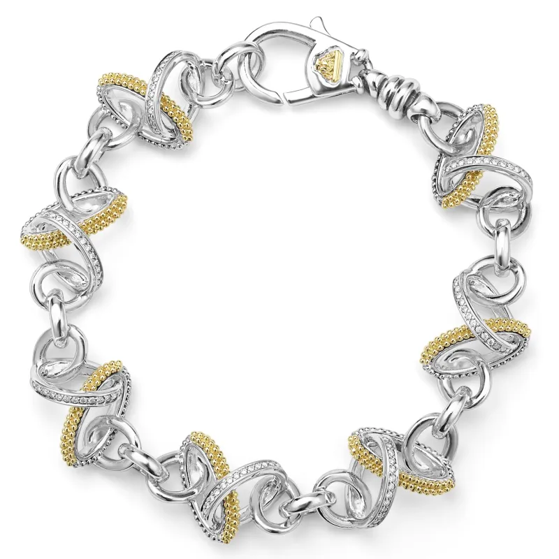 Caviar Lux Two-Tone Link Diamond Bracelet sold by LAGOS