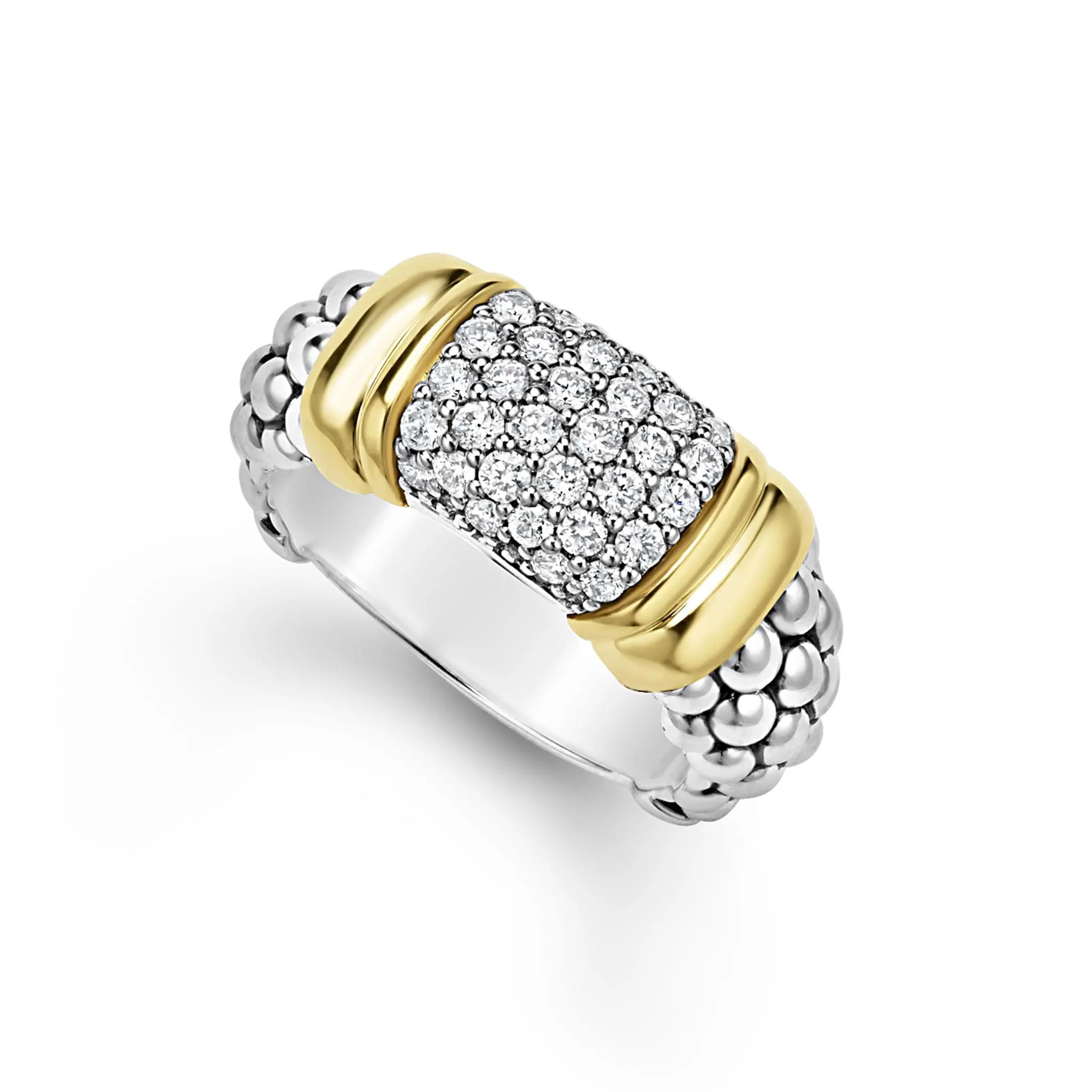 Signature Caviar Two-Tone Caviar Diamond Ring | 9mm sold by LAGOS