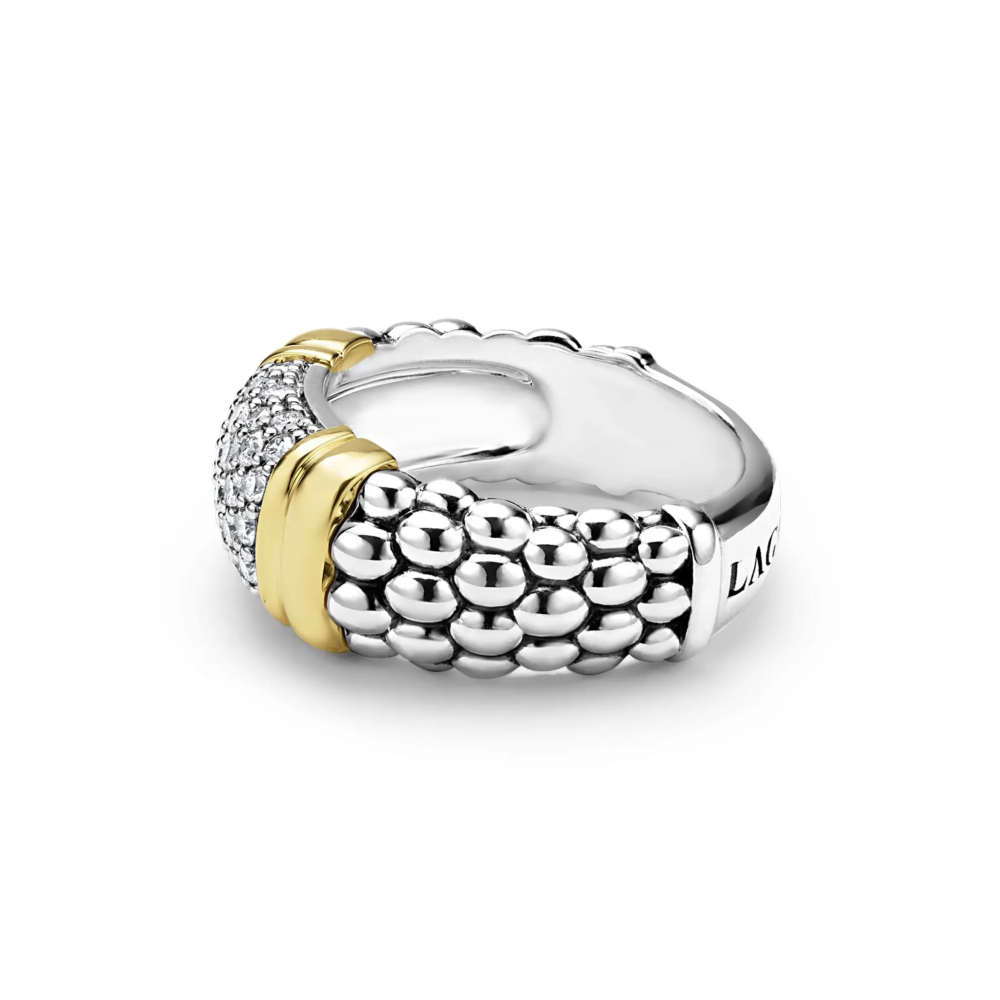 Signature Caviar Two-Tone Caviar Diamond Ring | 9mm sold by LAGOS product image thumbnail 3