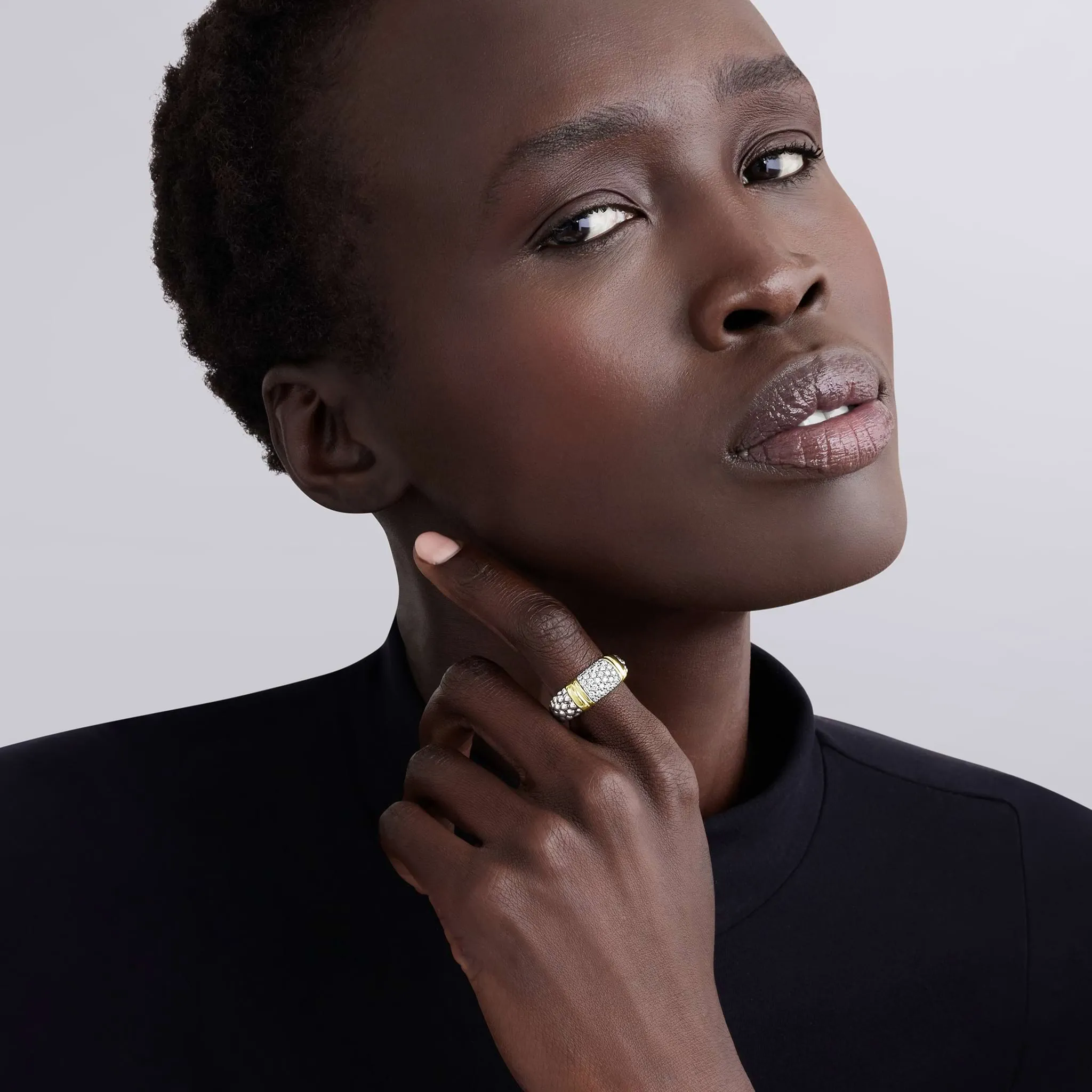 Signature Caviar Two-Tone Caviar Diamond Ring | 9mm sold by LAGOS product image thumbnail 2