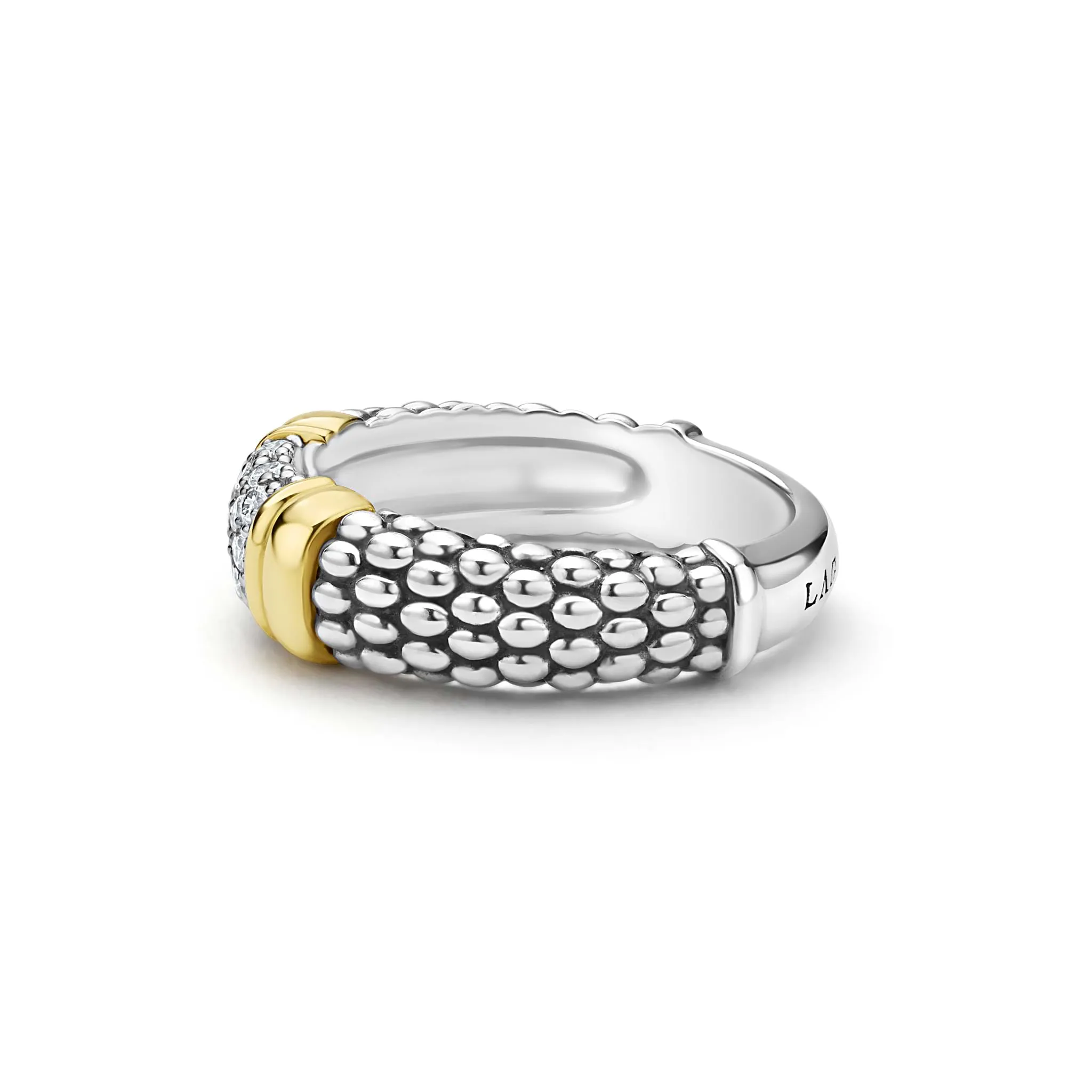 Signature Caviar Two-Tone Caviar Diamond Ring | 6mm sold by LAGOS product image thumbnail 3