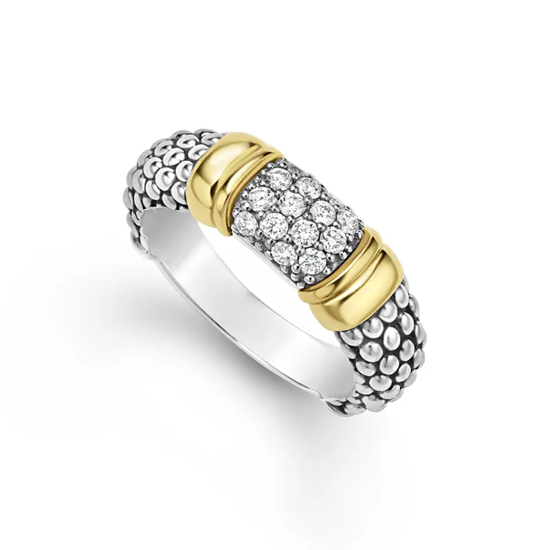 Signature Caviar Two-Tone Caviar Diamond Ring | 6mm sold by LAGOS
