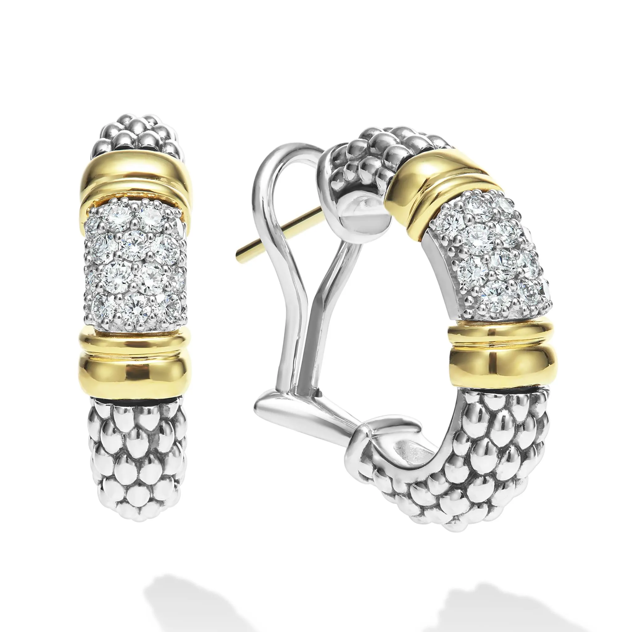 Signature Caviar Two-Tone Caviar Diamond Hoop Earrings sold by LAGOS