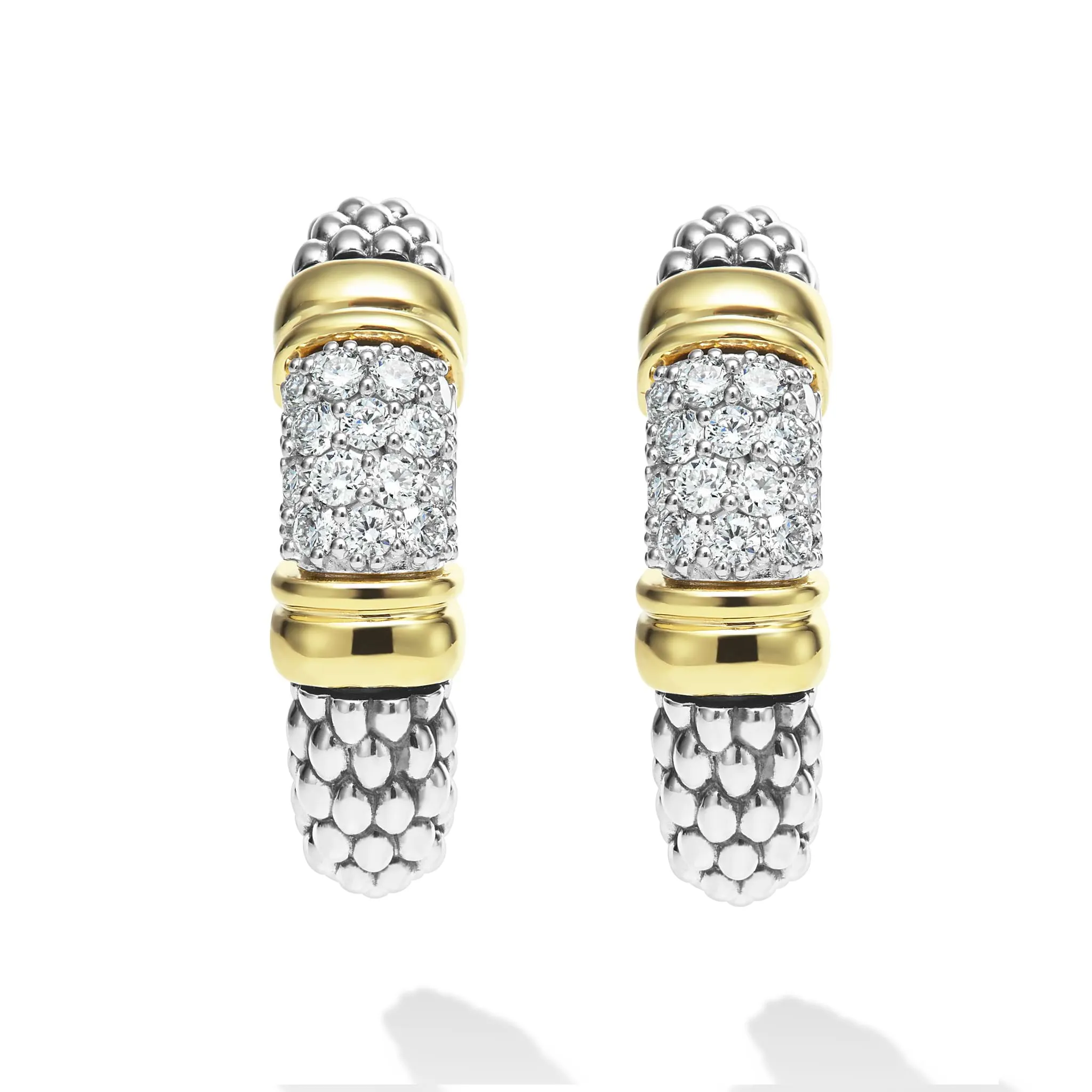 Signature Caviar Two-Tone Caviar Diamond Hoop Earrings sold by LAGOS product image thumbnail 3
