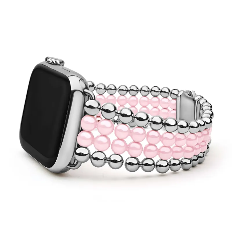 Smart Caviar Pink Ceramic and Stainless Steel Infinite Watch Bracelet-42-49mm sold by LAGOS