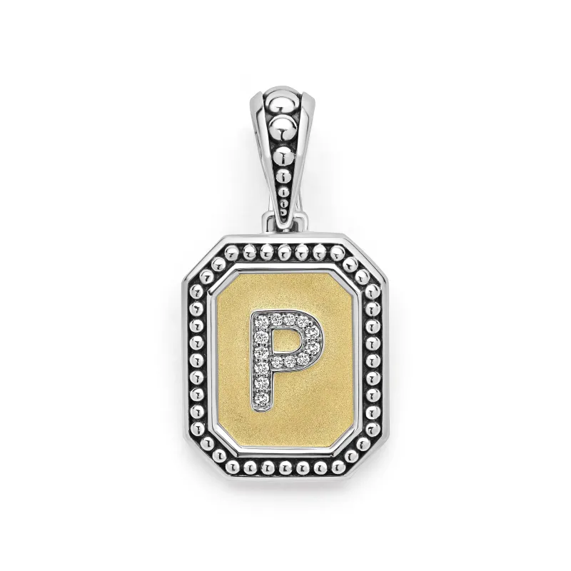 Signature Caviar Octagon Diamond P Initial Charm sold by LAGOS