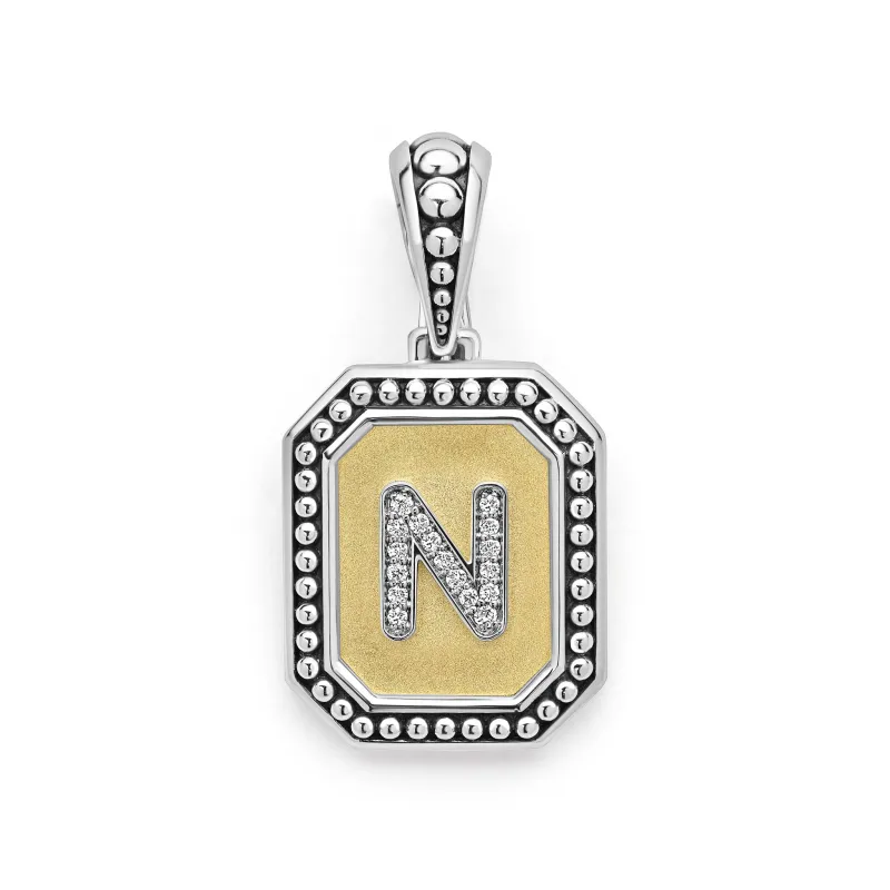 Signature Caviar Octagon Diamond N Initial Charm sold by LAGOS