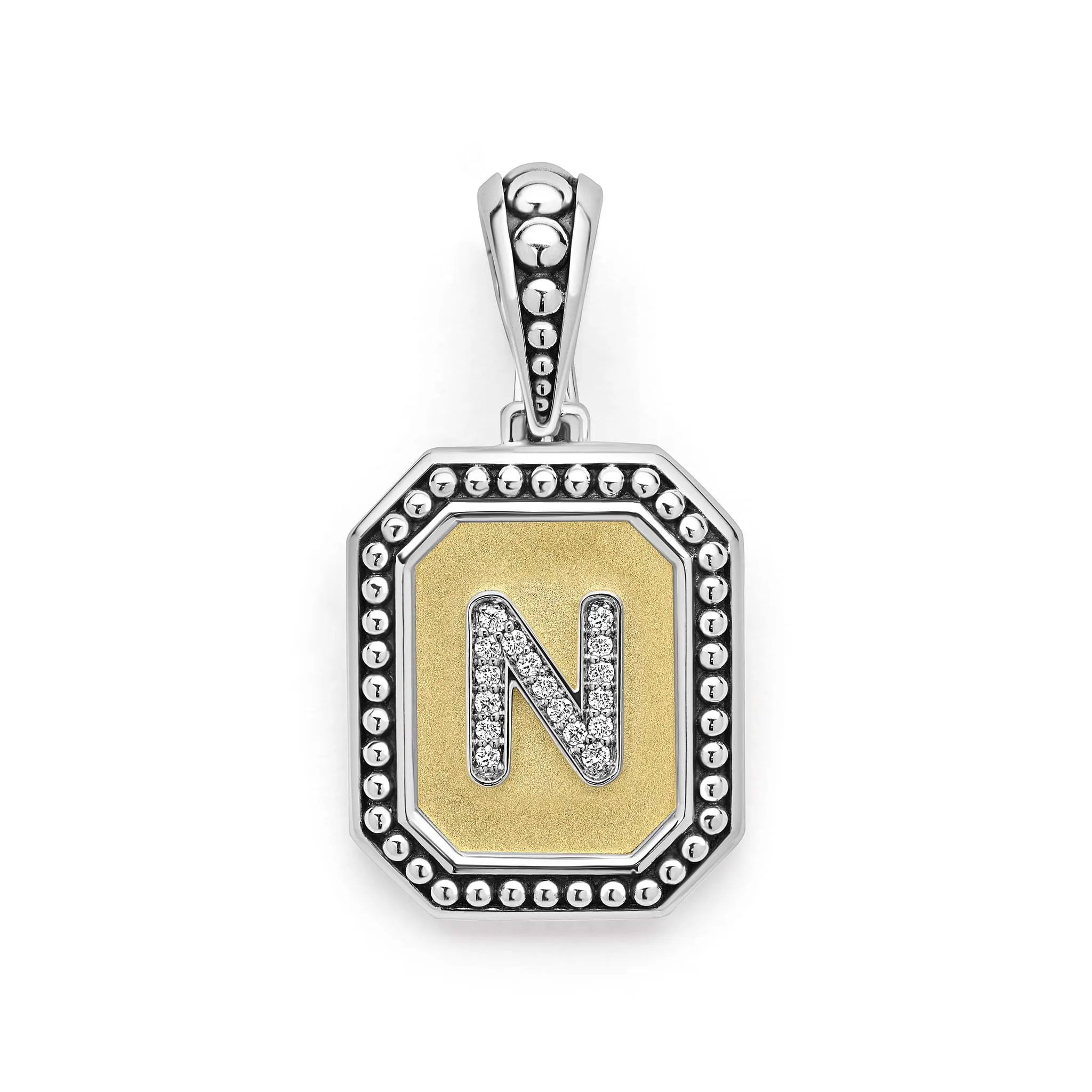 Signature Caviar Octagon Diamond N Initial Charm sold by LAGOS