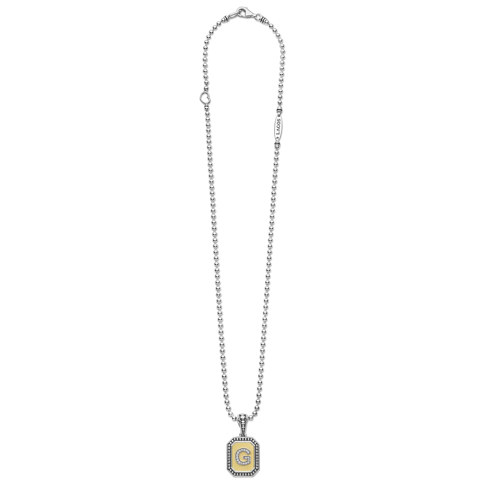 Signature Caviar Octagon Diamond G Initial Charm Necklace sold by LAGOS product image thumbnail 3
