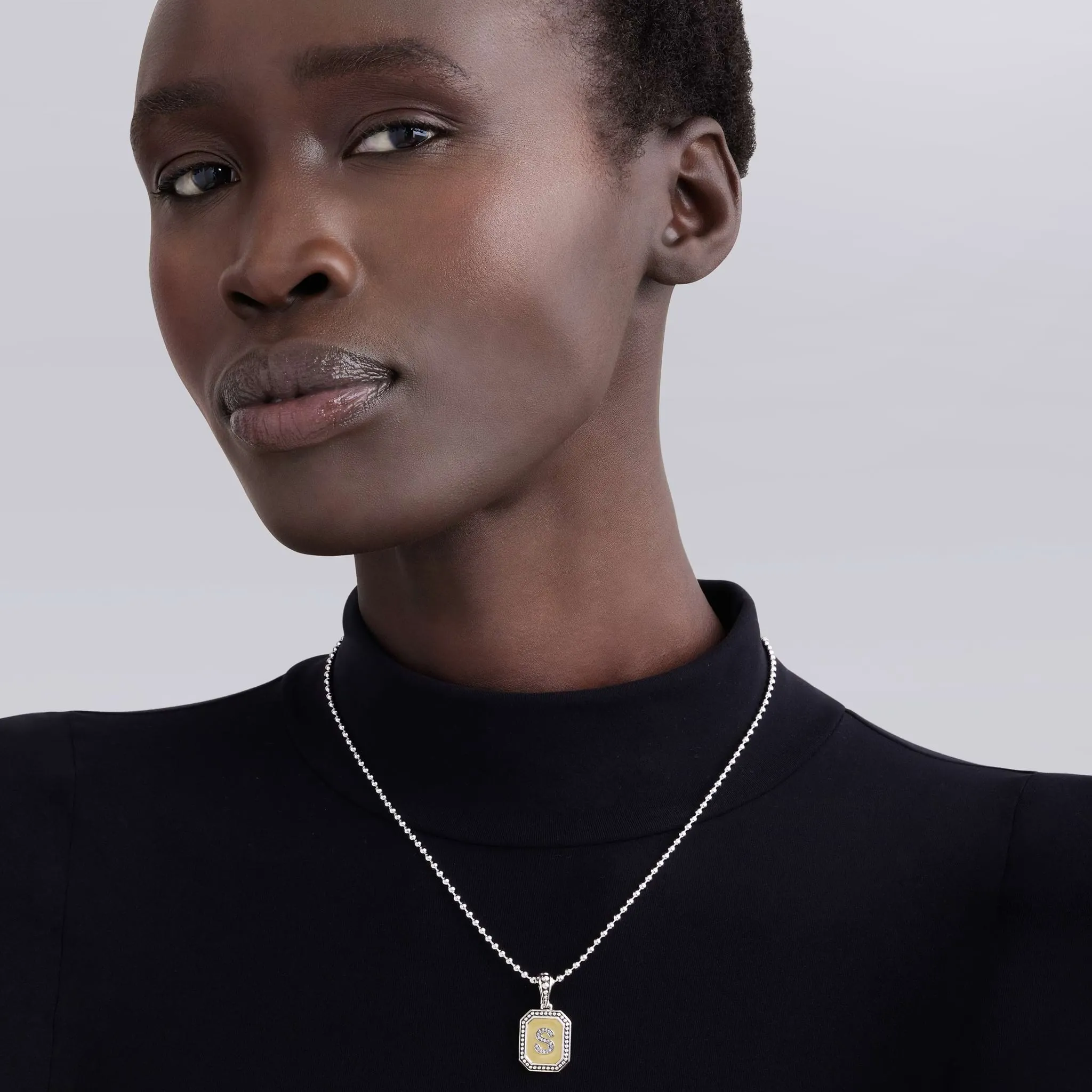 Signature Caviar Octagon Diamond G Initial Charm Necklace sold by LAGOS product image thumbnail 2