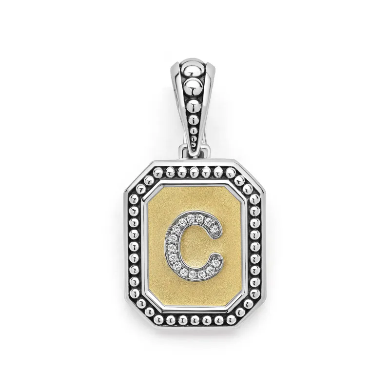 Signature Caviar Octagon Diamond C Initial Charm sold by LAGOS