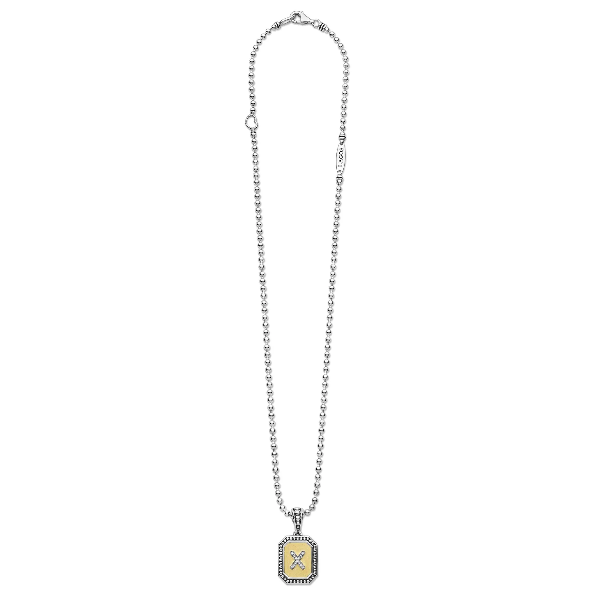 Signature Caviar Octagon Diamond X Initial Charm Necklace sold by LAGOS product image thumbnail 3