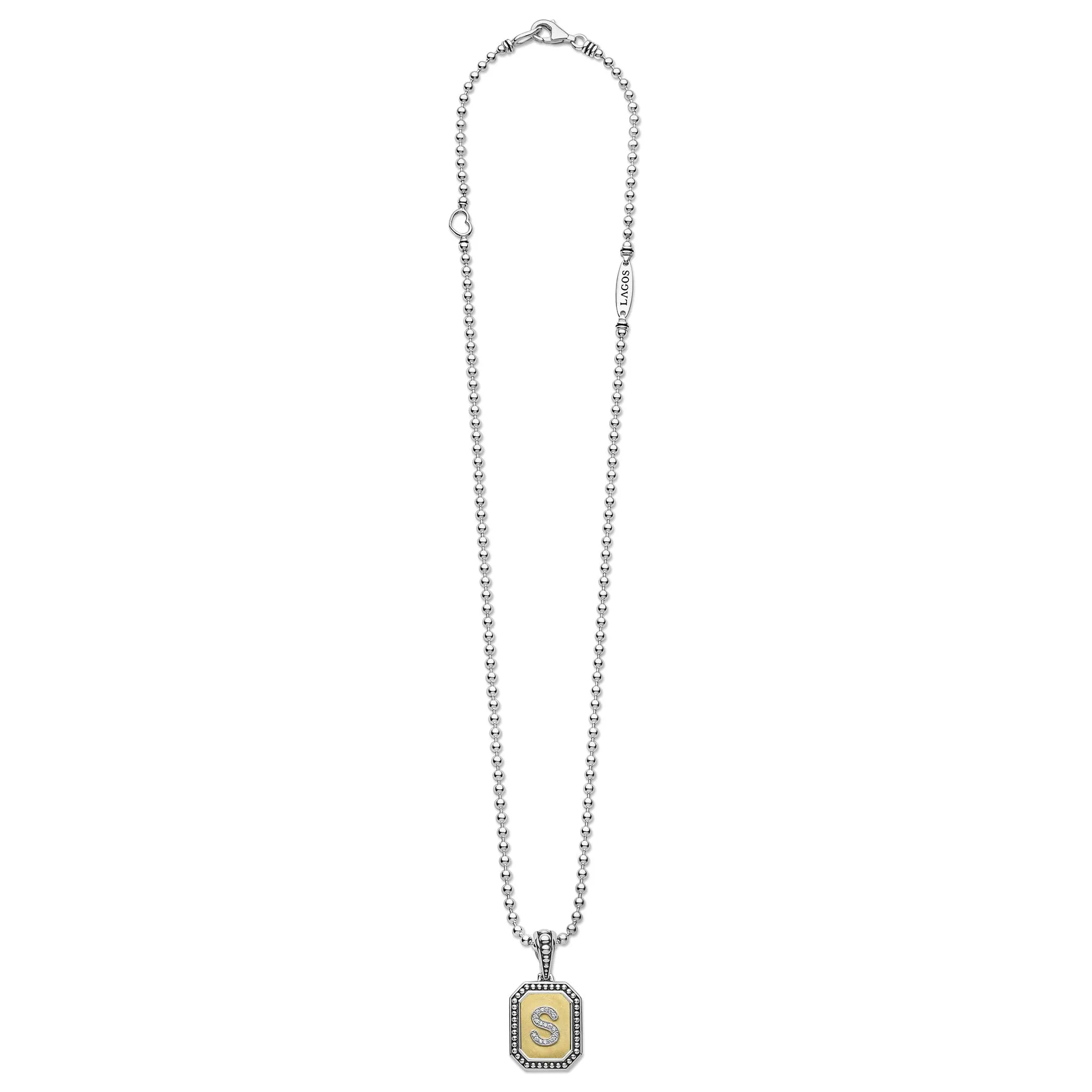 Signature Caviar Octagon Diamond S Initial Charm Necklace sold by LAGOS product image thumbnail 3
