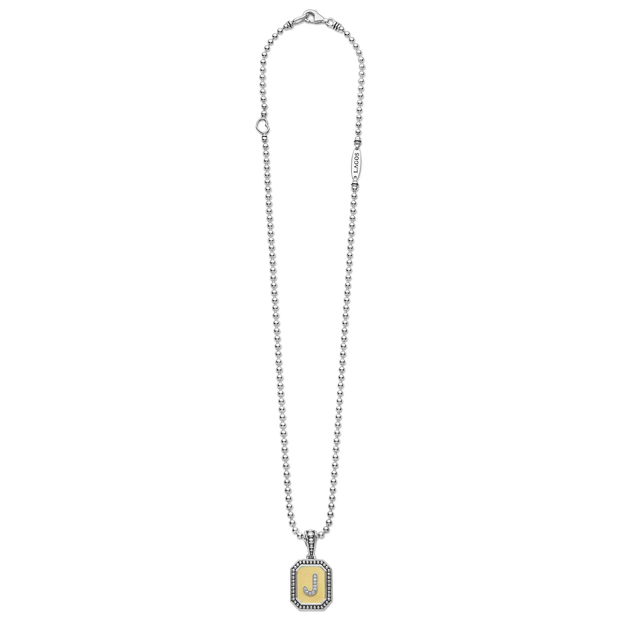 Signature Caviar Octagon Diamond J Initial Charm Necklace sold by LAGOS product image thumbnail 3