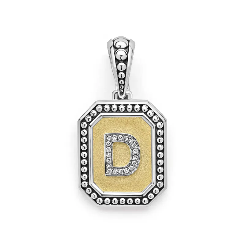 Signature Caviar Octagon Diamond D Initial Charm sold by LAGOS
