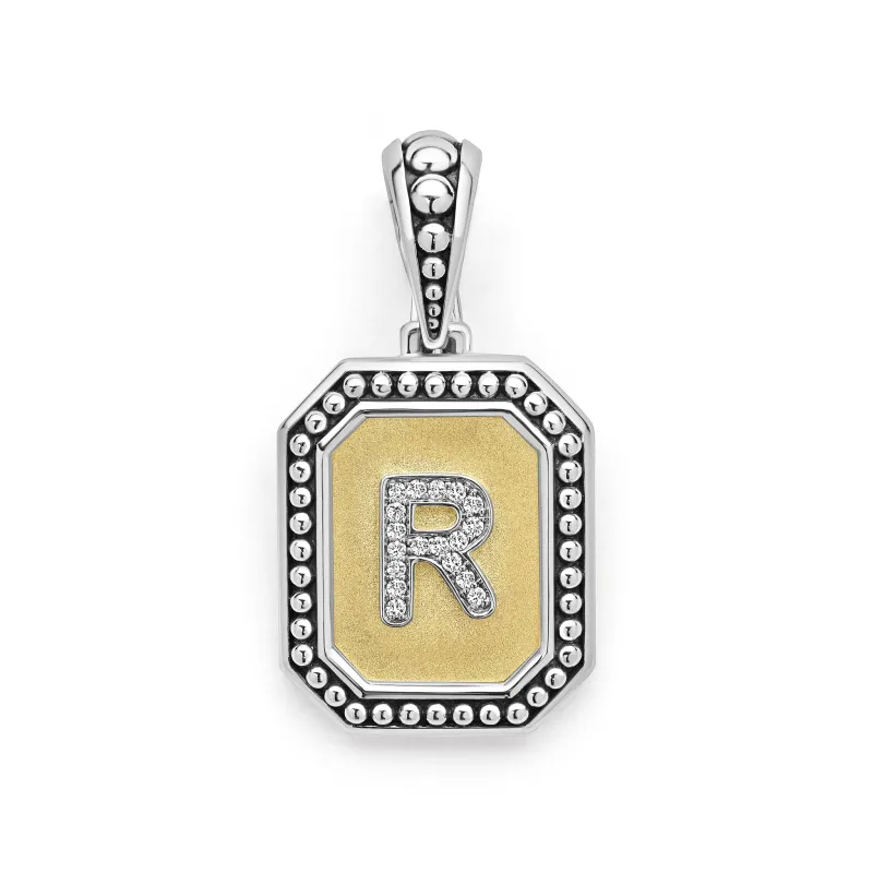 Signature Caviar Octagon Diamond R Initial Charm sold by LAGOS