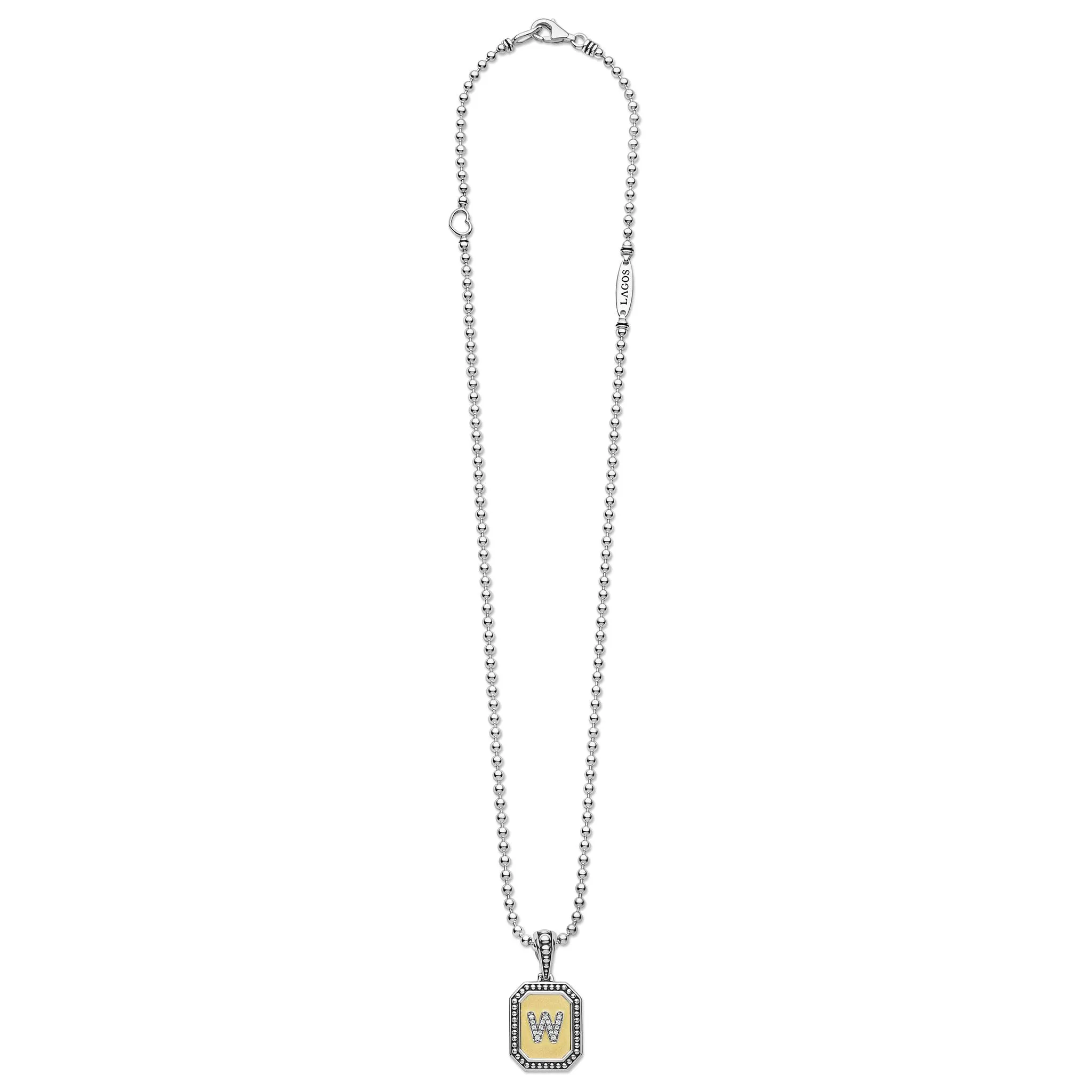 Signature Caviar Octagon Diamond W Initial Charm Necklace sold by LAGOS product image thumbnail 3