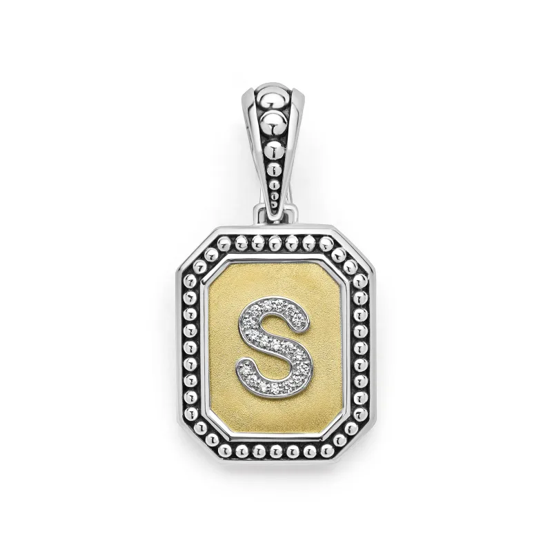 Signature Caviar Octagon Diamond S Initial Charm sold by LAGOS