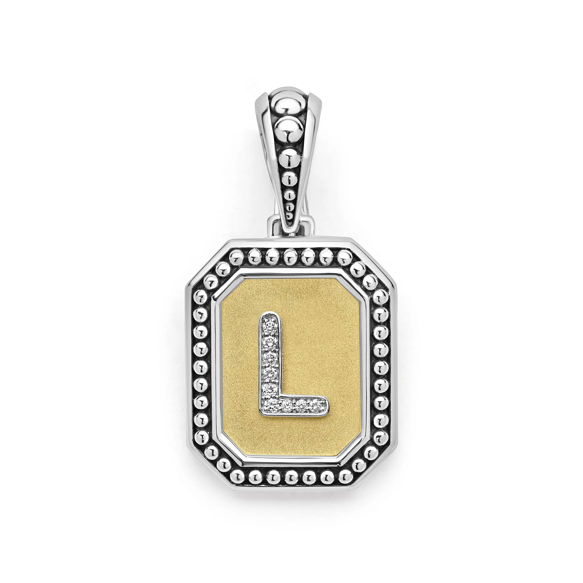Signature Caviar Octagon Diamond L Initial Charm sold by LAGOS