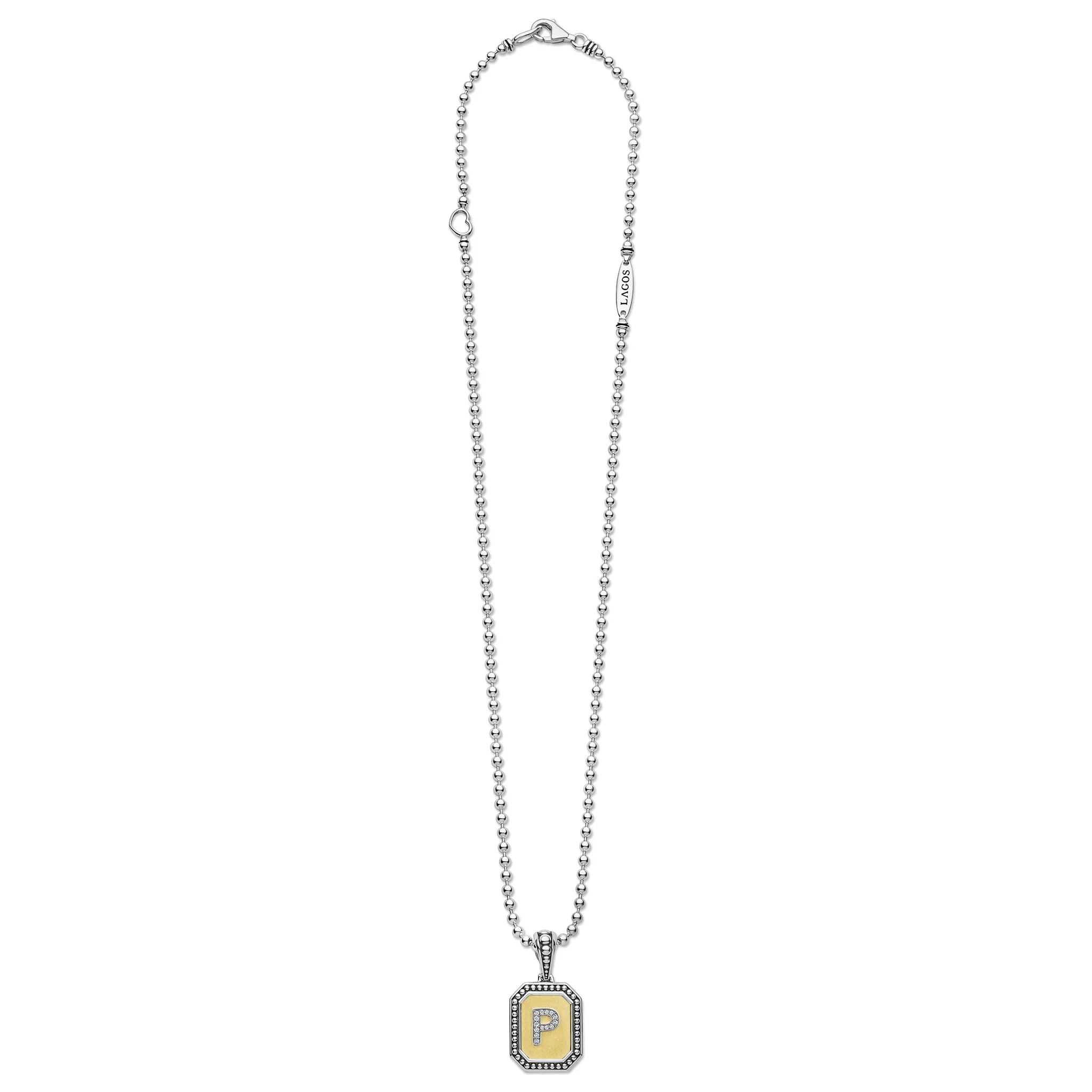 Signature Caviar Octagon Diamond P Initial Charm Necklace sold by LAGOS product image thumbnail 3
