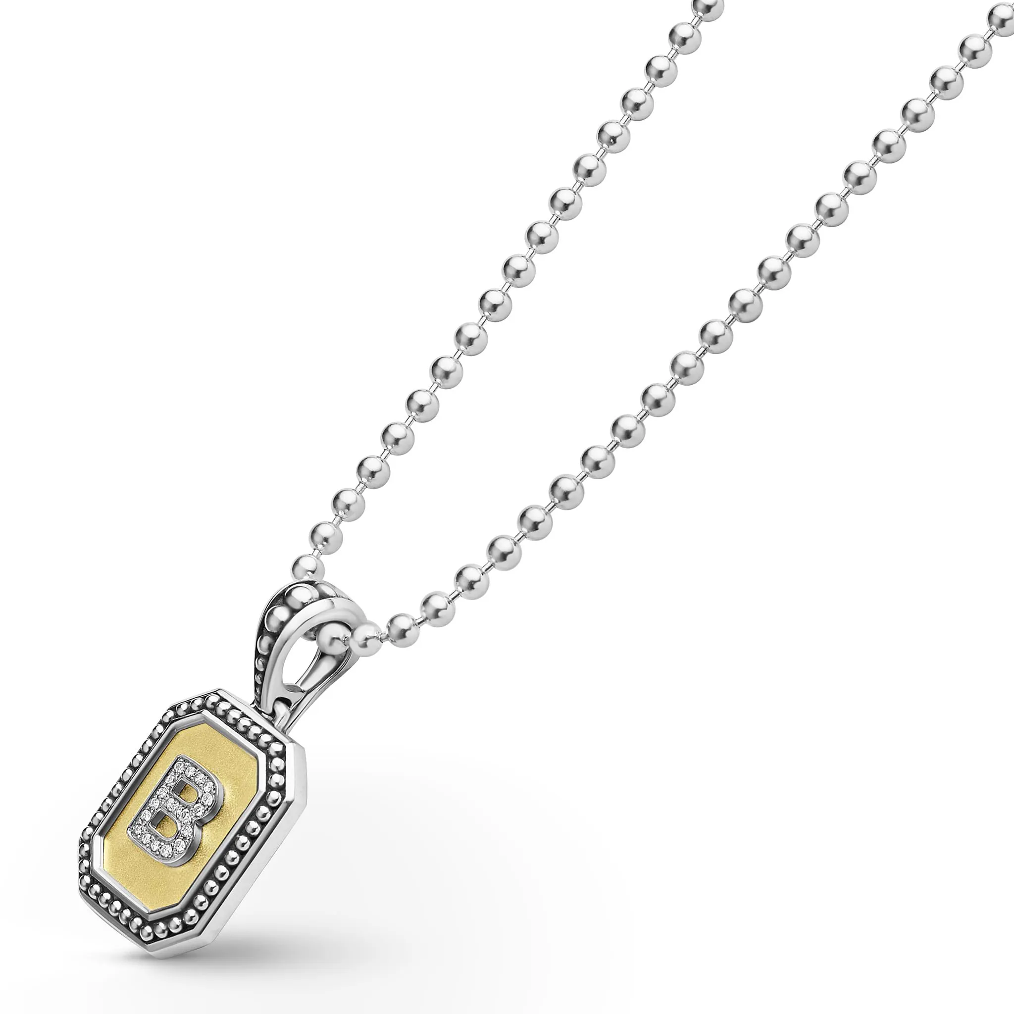 Signature Caviar Octagon Diamond B Initial Charm Necklace sold by LAGOS product image thumbnail 4