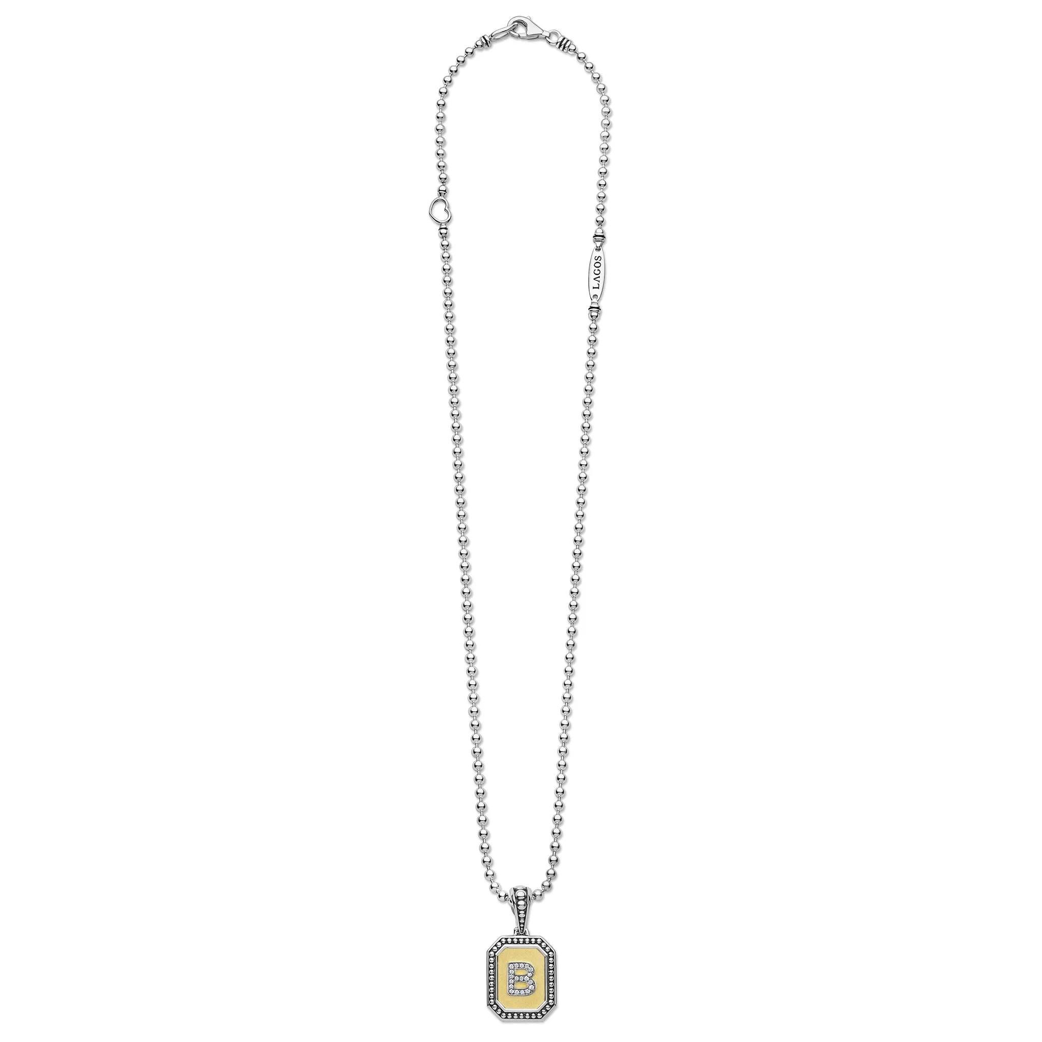 Signature Caviar Octagon Diamond B Initial Charm Necklace sold by LAGOS product image thumbnail 3
