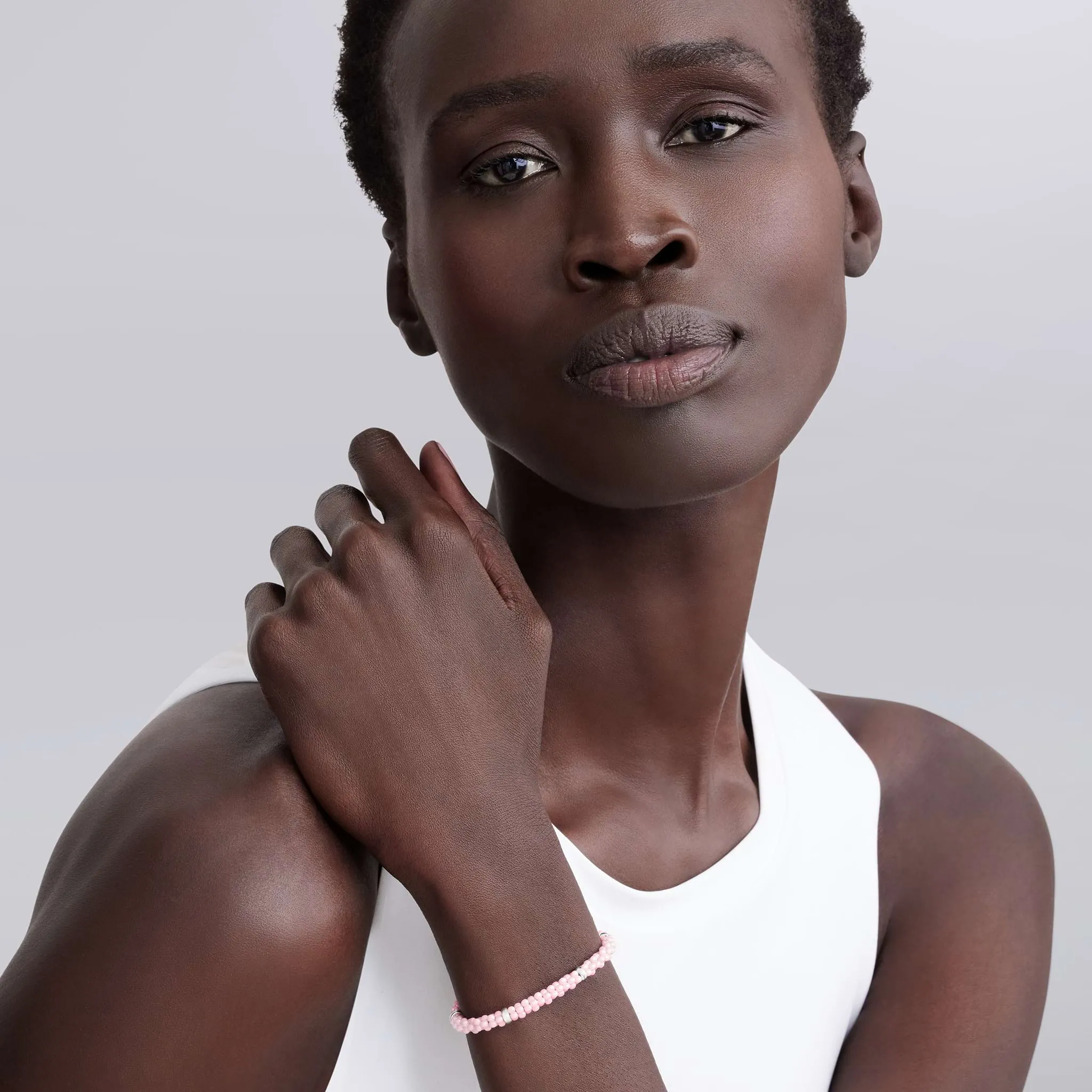 Pink Caviar Pink Five Silver Station Ceramic Bracelet | 5mm sold by LAGOS product image thumbnail 2