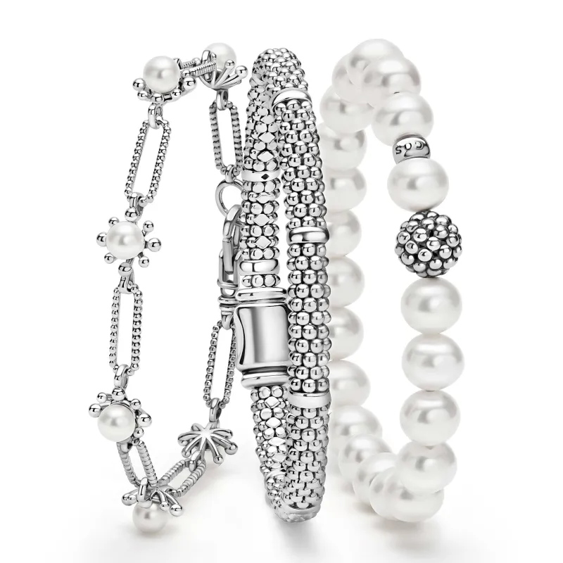 Luna Sterling Silver Pearl Bracelet Gift Set sold by LAGOS